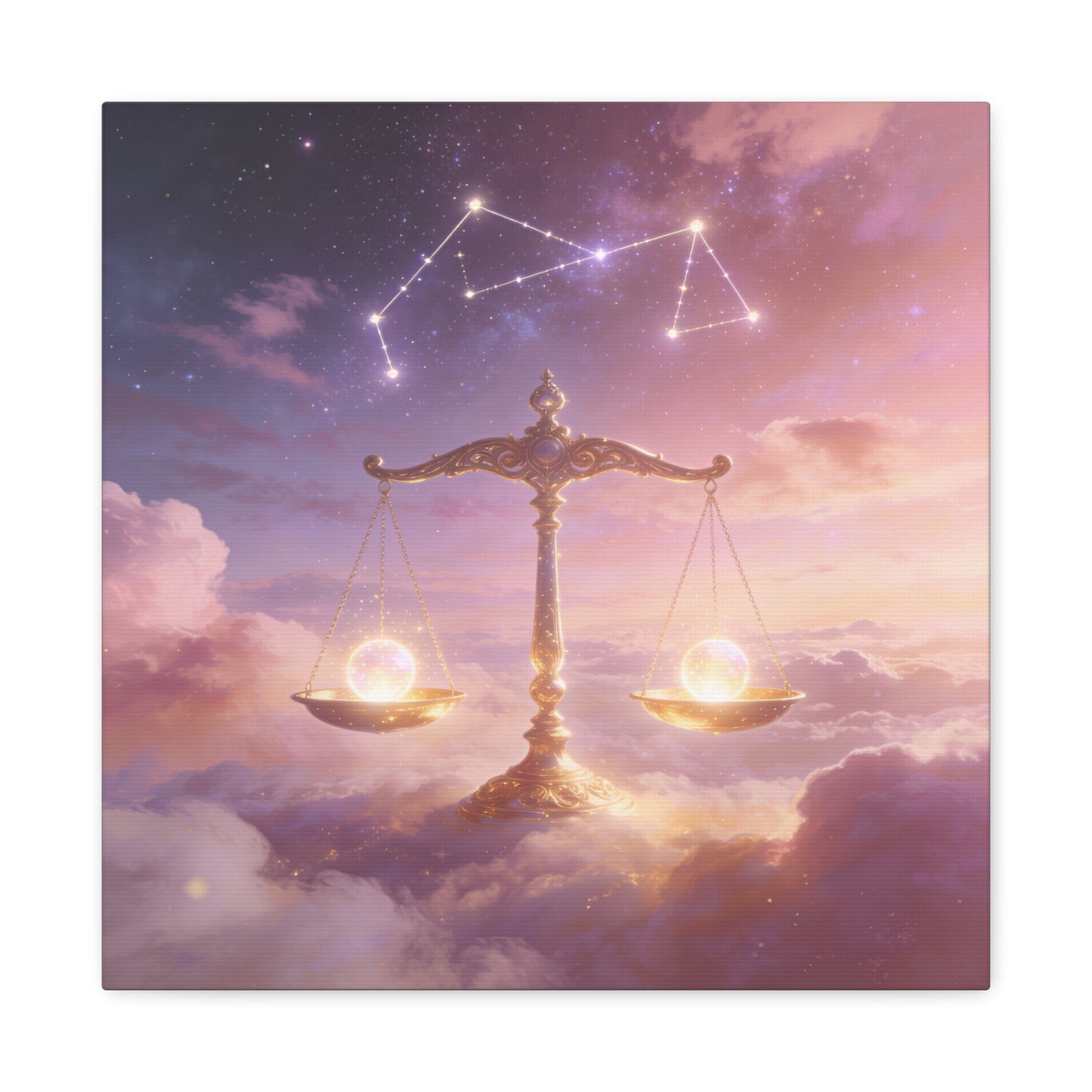 Libra Zodiac Canvas Wall Art - Celestial Scales, Pink Purple Sky, Astrology Decor - Dreamy Matte Canvas Print - Bedroom Wall Decor, Meditation Space Accent, Office Art - Bedroom Home Decoration