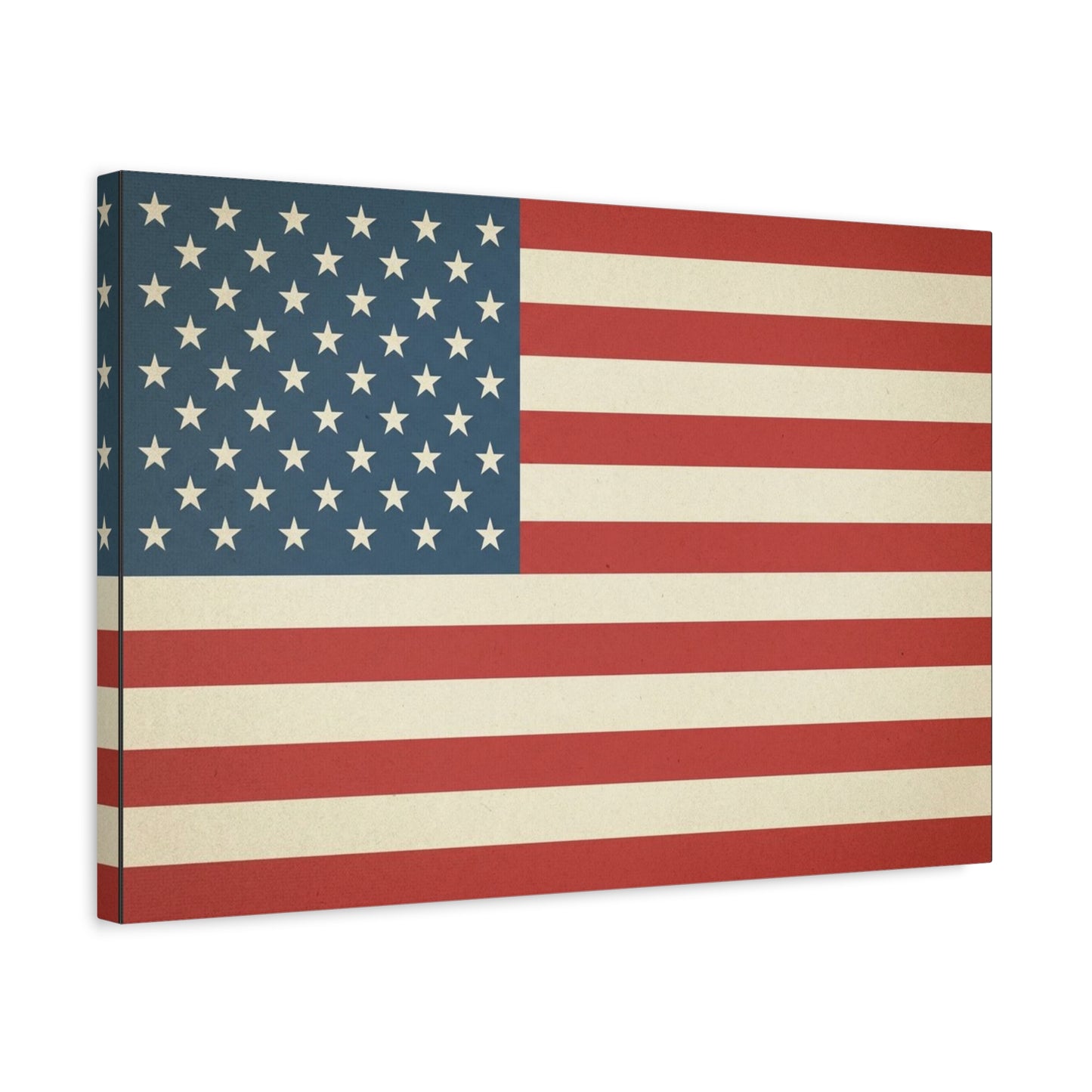 Vintage American Flag Canvas Wall Art - Patriotic USA Stars And Stripes Print, Rustic Americana Decor - Matte Cotton Artwork - Living Room Wall Decor - Bedroom Home Decoration - Modern Farmhouse Style