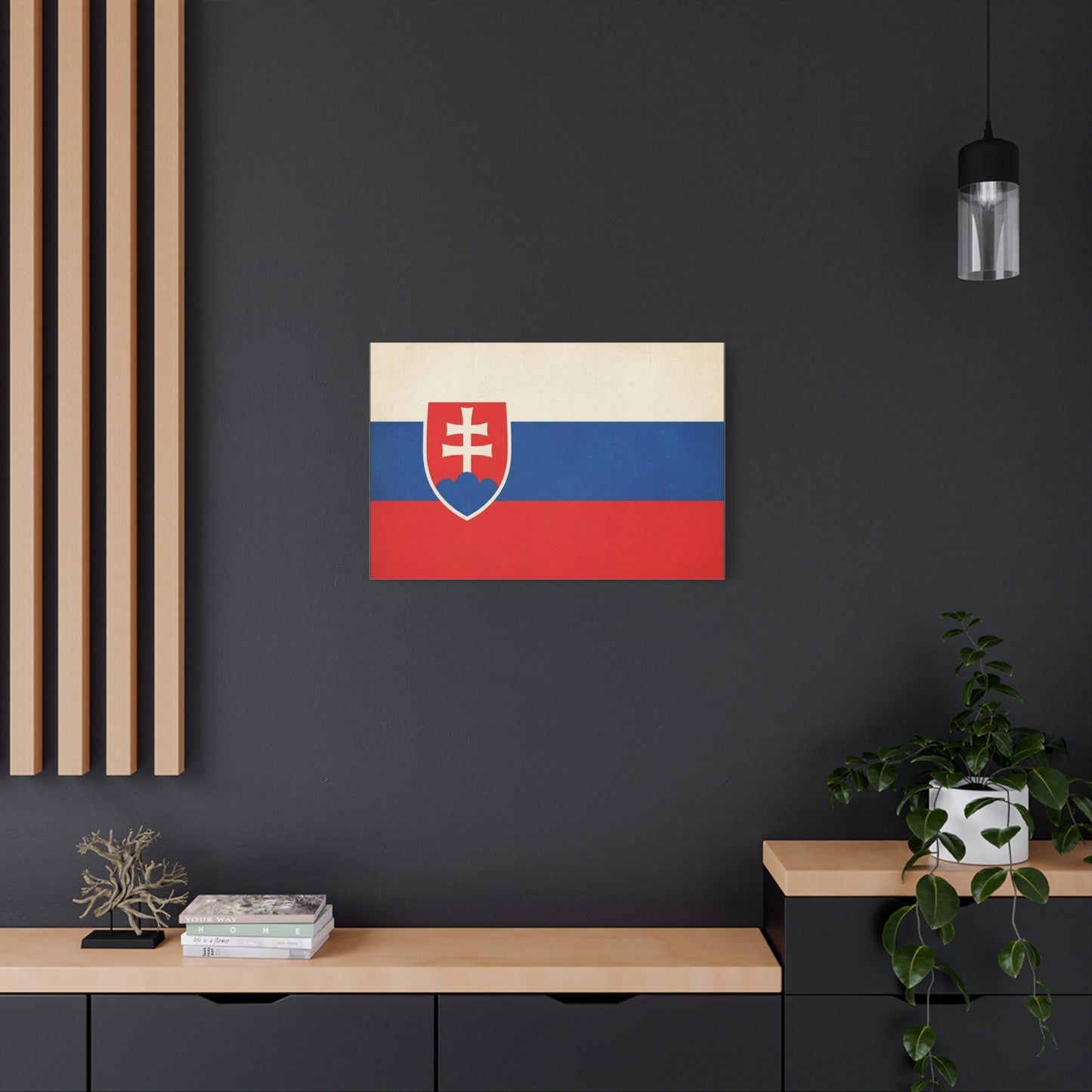 Slovakia Flag Canvas Wall Art - Vintage Slovak Republic Banner Print, Patriotic Heritage Decor - Minimalist National Color Design - Living Room Wall Decor - Bedroom Home Decoration - Ready to Hang