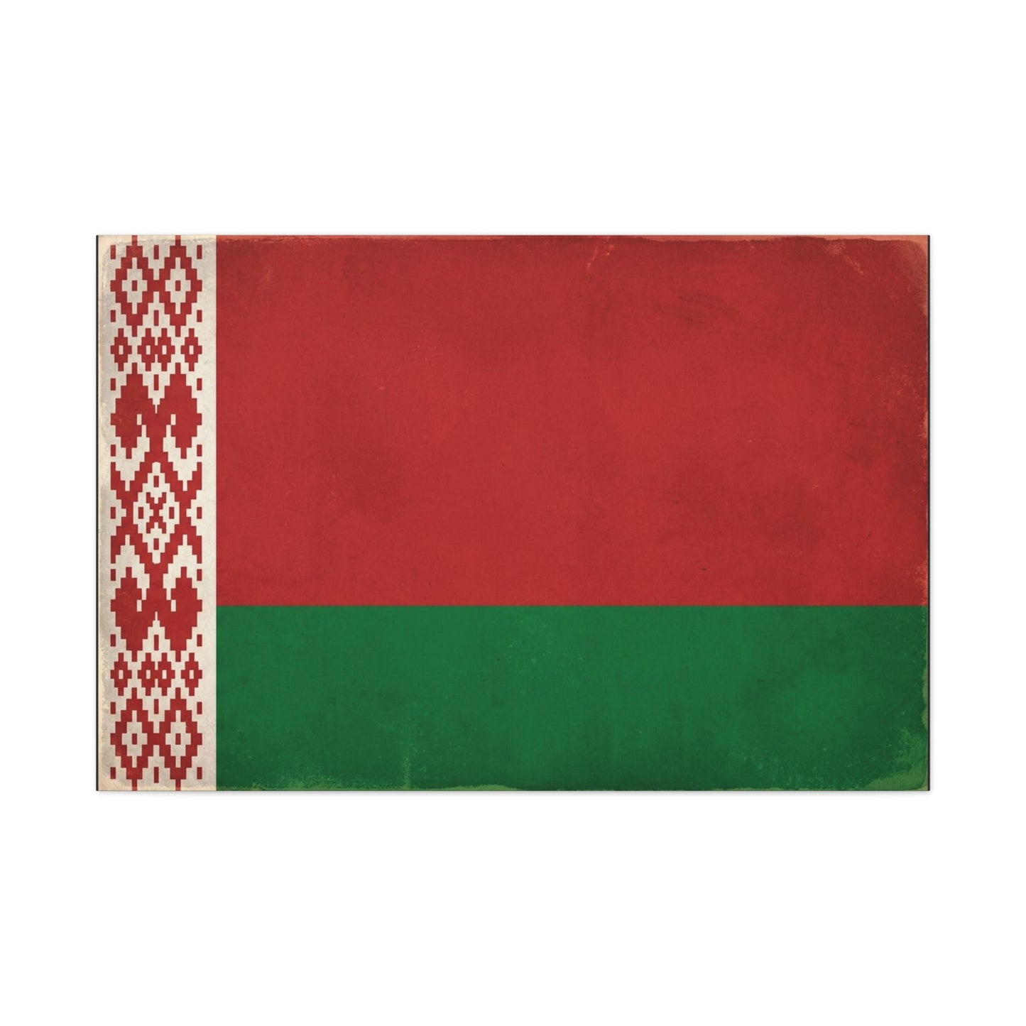 Belarus Flag Canvas Wall Art - Vintage Red Green National Banner Print, Patriotic Eastern Europe Decor - Textured Minimalist Style - Living Room Wall Decor - Modern Farmhouse Style - Ready to Hang