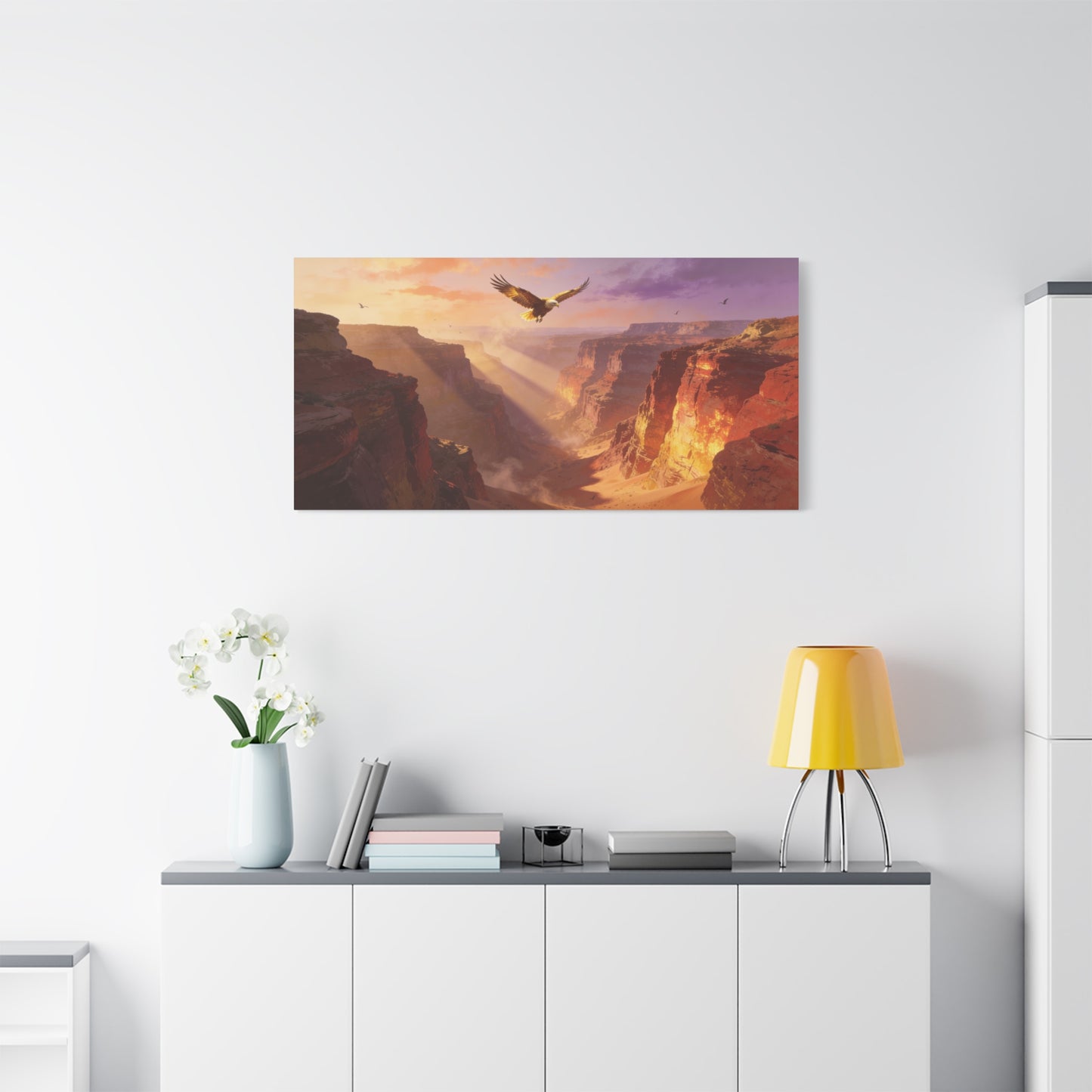 Bald Eagle Canyon Canvas Wall Art - Desert Sunset Cliffs, Golden Light - Matte Cotton Print, Contemporary Landscape - Living Room Wall Decor, Office Art, Entryway Decoration - Bedroom Home Decoration