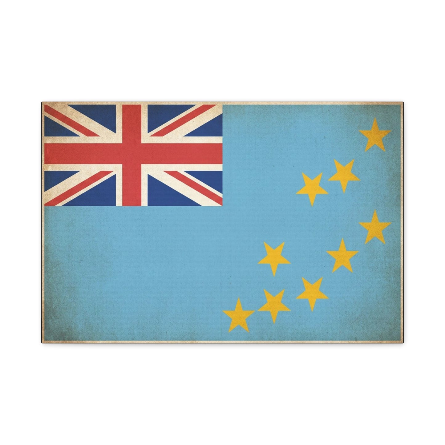 Tuvalu Flag Canvas Wall Art - Vintage National Flag Print, Blue Red Gold Patriotic Decor - Distressed Country Pride Style - Living Room Home Decoration - Living Room Wall Decor - Cozy Reading Nook Art