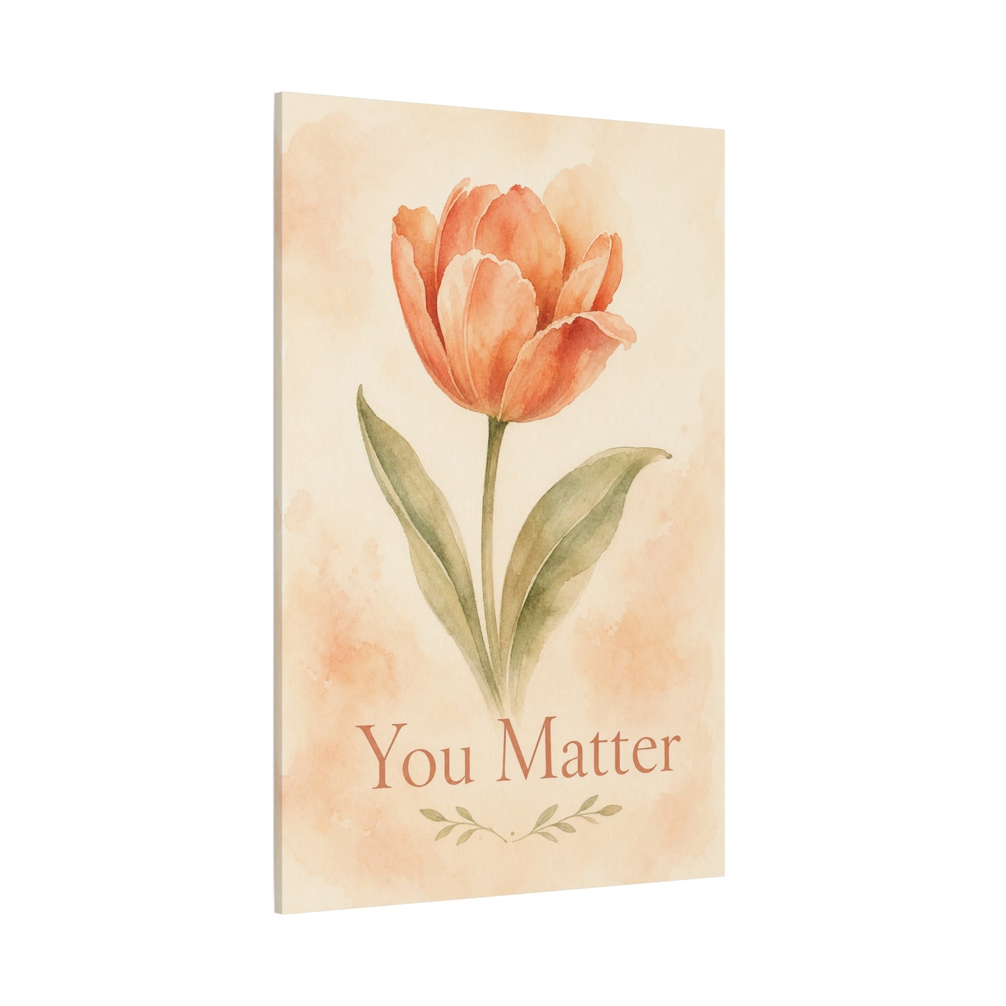 "You Matter" Tulip Canvas Wall Art - Watercolor Floral Inspirational Print - Soft Peach Botanical Home Decor - Bedroom Wall Hanging, Living Room Decoration - Bedroom Home Decoration - Ready to Hang