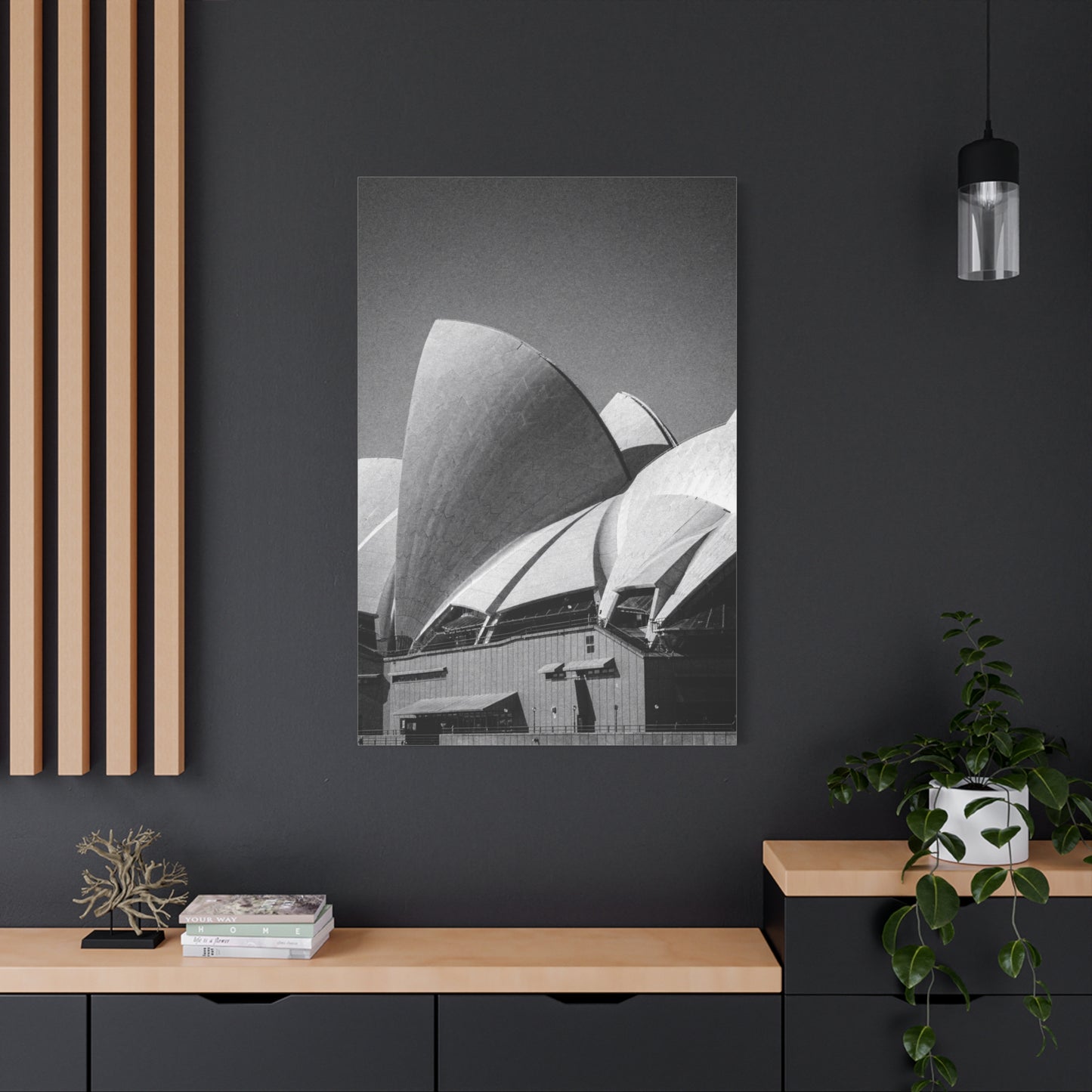 Sydney Opera House Canvas Wall Art - Black And White Architectural Art Print - Modern Minimalist Cityscape Decor - Contemporary Living Room Wall Decor, Office Art - Bedroom Home Decoration