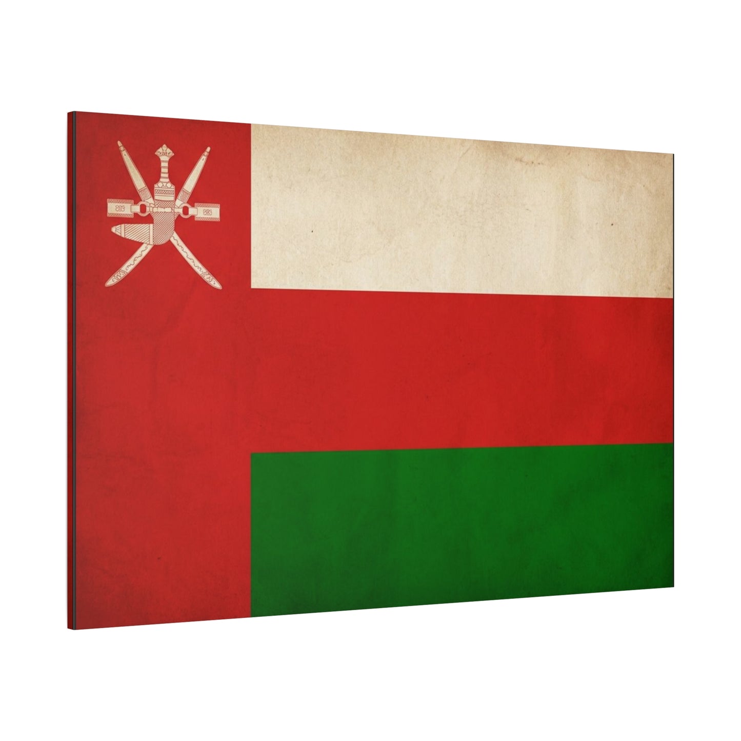 Oman Flag Canvas Wall Art - Vintage Sultanate Banner Print, Red White Green Emblem Decor - Patriotic Traditional Style - Living Room Home Decoration - Bedroom Home Decoration - Living Room Wall Decor