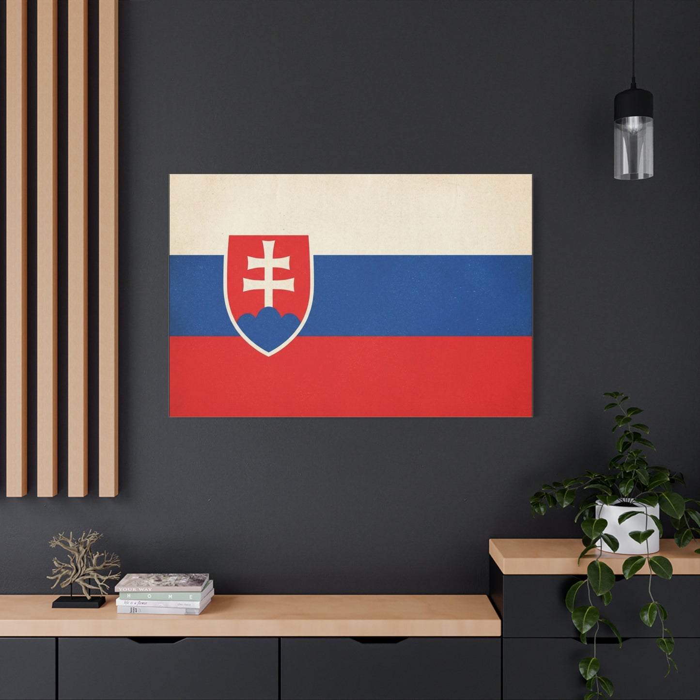 Slovakia Flag Canvas Wall Art - Vintage Slovak Republic Banner Print, Patriotic Heritage Decor - Minimalist National Color Design - Living Room Wall Decor - Bedroom Home Decoration - Ready to Hang