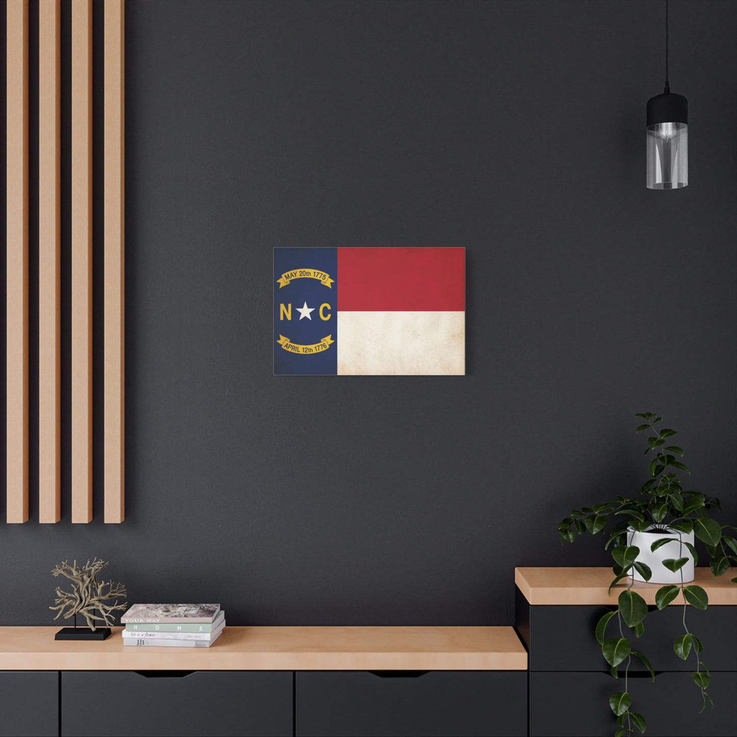 North Carolina State Flag Canvas Wall Art - "May 20th 1775" "April 12th 1776" Vintage Patriotic Print - Rustic Americana Decor - Living Room Home Decoration, Office Wall Accent - Ready to Hang