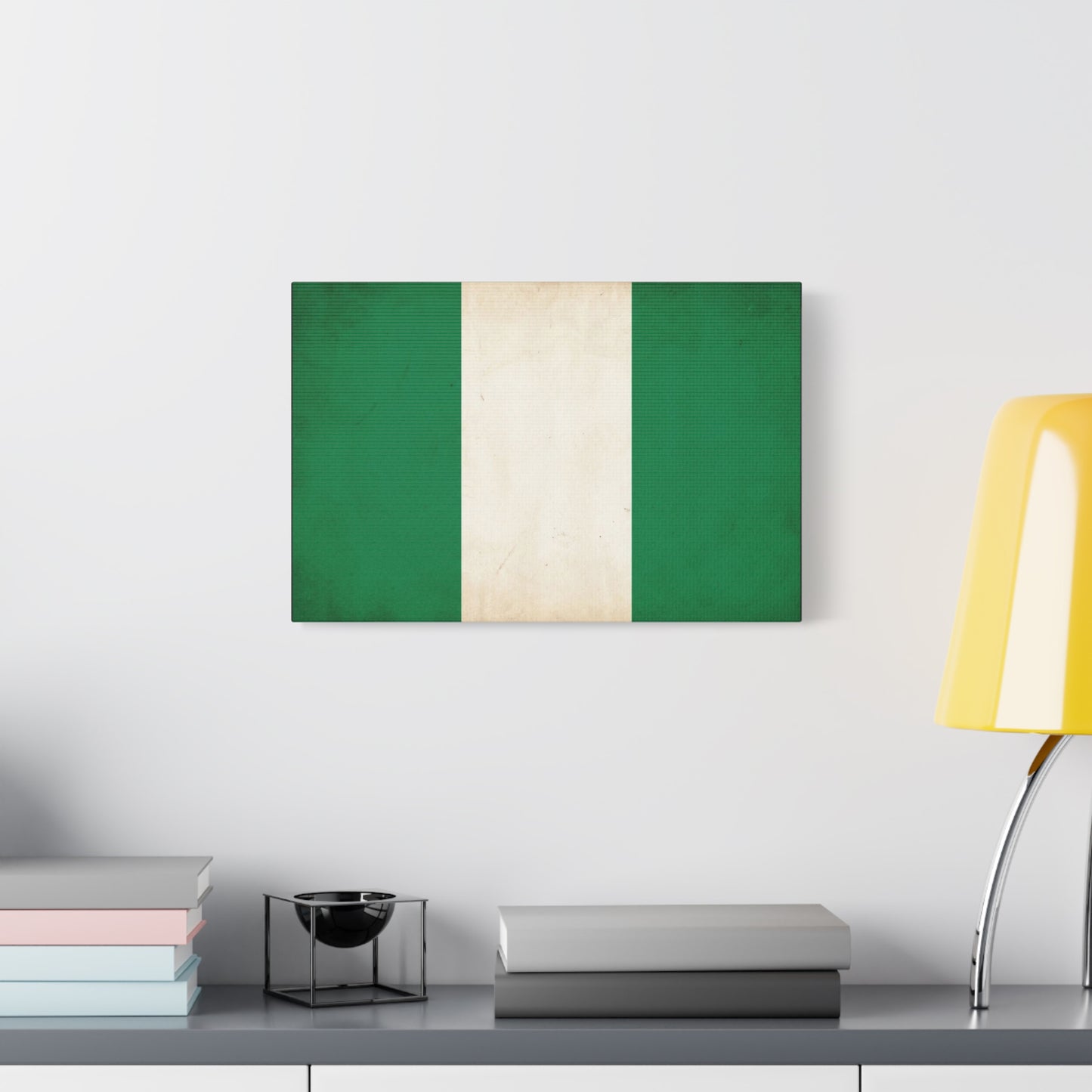 Nigeria Flag Canvas Wall Art - Vintage Green White Stripe National Print - Minimalist Patriotic Decor, Cotton Canvas Artwork, Living Room Wall Decor, Office Home Decoration - Bedroom Home Decoration