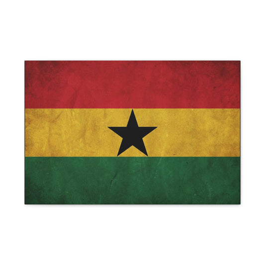 Ghana Flag Canvas Wall Art - Vintage Black Star Republic Print, Pan African Home Decor, Cultural Heritage Artwork, Bold Patriotic Style, Living Room Decoration - Office Wall Art - Ready to Hang