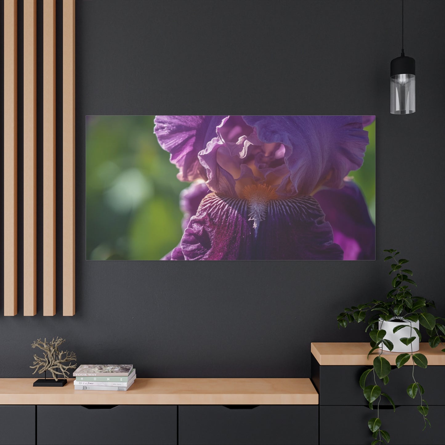 Purple Iris Canvas Wall Art - Floral Macro Art Print, Botanical Canvas Print - Soft Matte Cotton Detail, Contemporary Style - Bedroom Wall Decor, Living Room Home Accent - Bedroom Home Decoration
