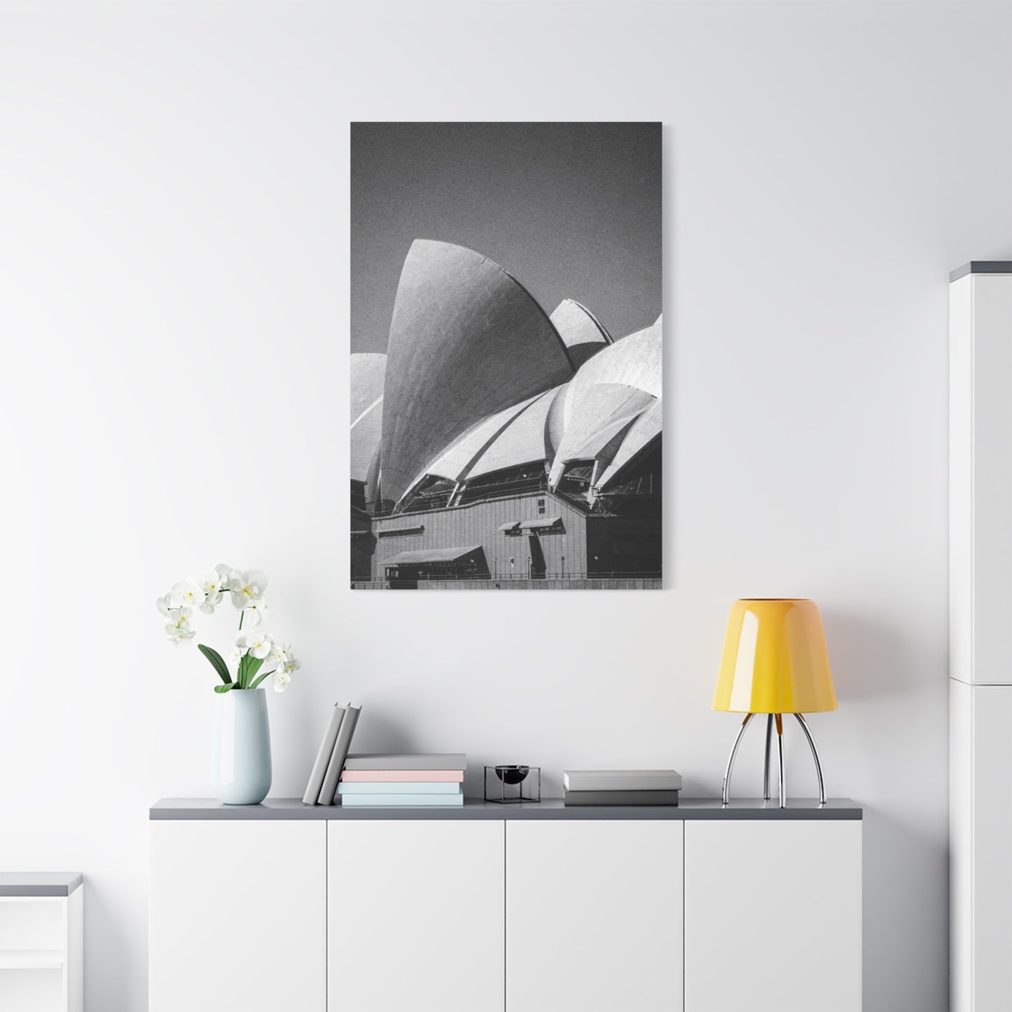 Sydney Opera House Canvas Wall Art - Black And White Architectural Art Print - Modern Minimalist Cityscape Decor - Contemporary Living Room Wall Decor, Office Art - Bedroom Home Decoration
