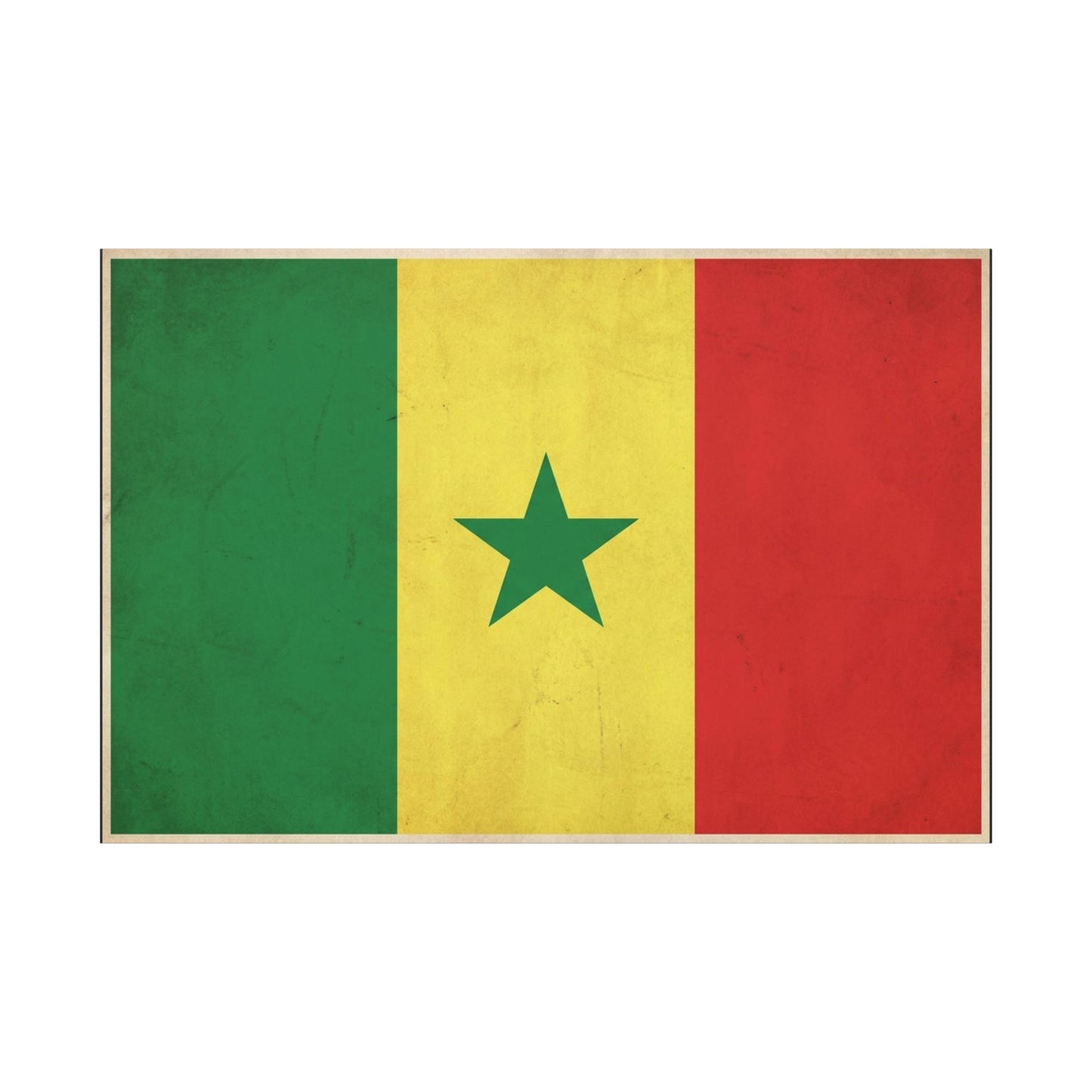 Senegal Flag Canvas Wall Art - Vintage National Pride Decor, Green Yellow Red Star Print - Cultural Heritage Style, Living Room Wall Decor, Bedroom Home Decoration - Ready to Hang - Ready to Hang