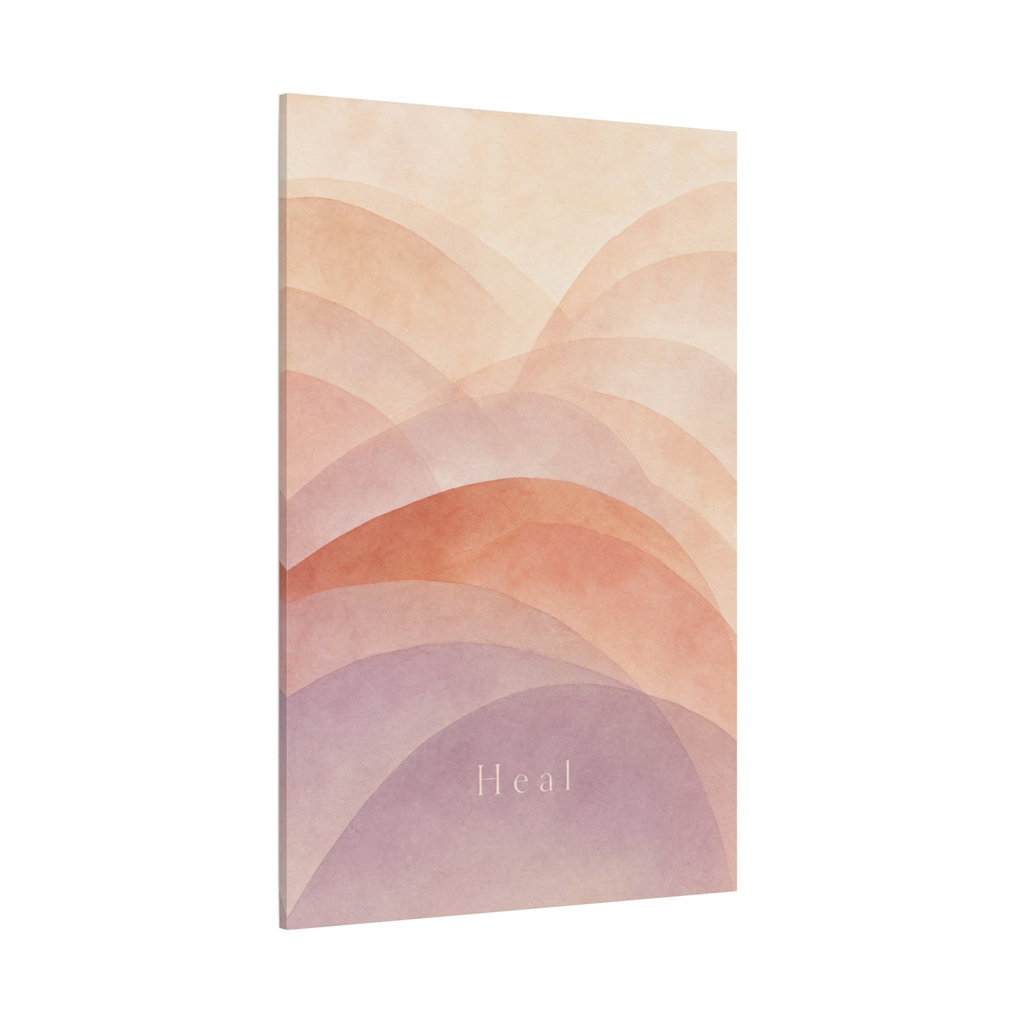 "Heal" Abstract Canvas Wall Art - Blush Peach Lavender Arches, Minimalist Typography Print - Contemporary Boho Decor, Bedroom Wall Hanging, Living Room Decoration, Meditation Space Accent