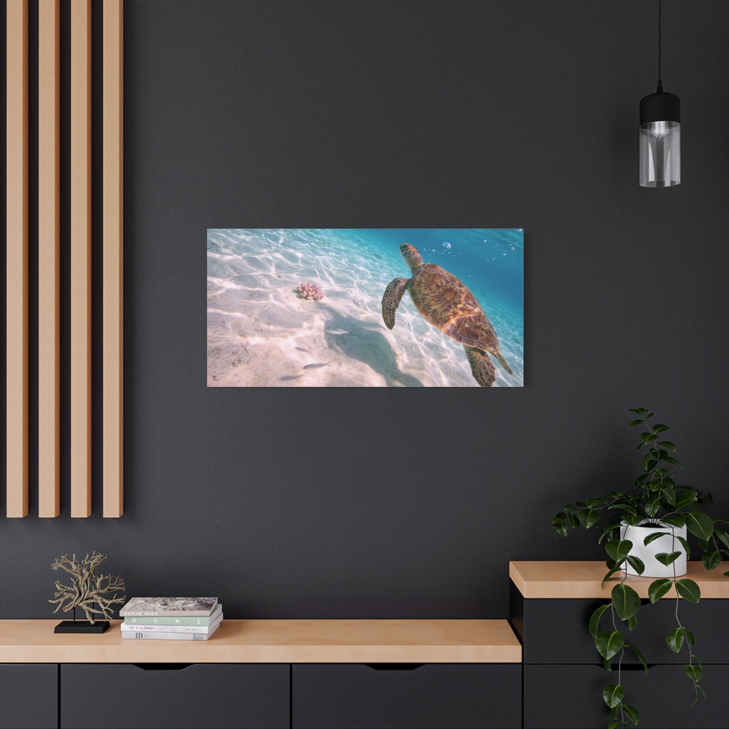 Sea Turtle Canvas Wall Art - Underwater Ocean Art Print, Coastal Beach Decor, Cotton Canvas Print, Serene Blue Seascape, Living Room Wall Decor, Bedroom Home Decoration - Bedroom Home Decoration