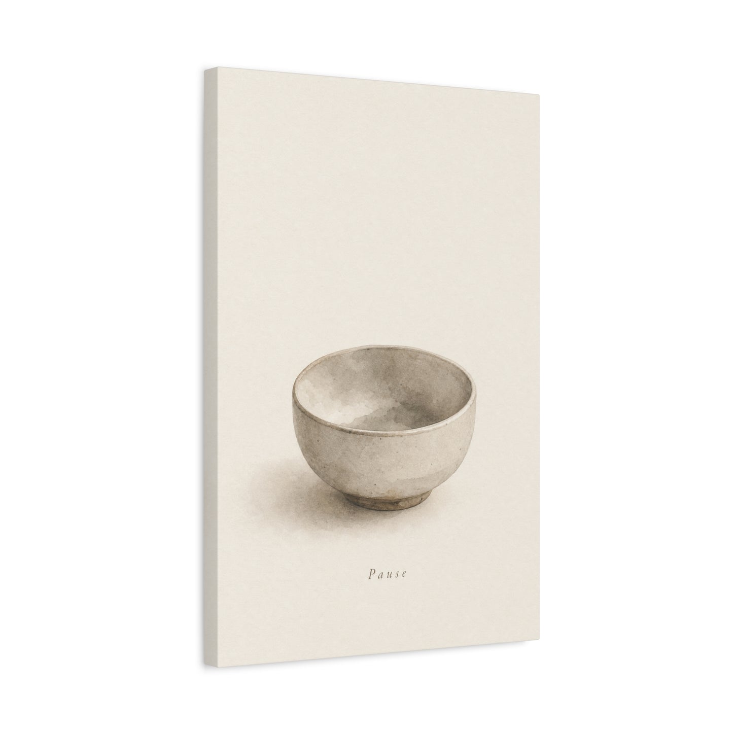 "Pause" Minimalist Bowl Canvas Wall Art - Neutral Still Life Print, Japandi Zen Style, Contemporary Home Decor For Bedroom, Living Room, Meditation Space, Calm Interior Accent - Living Room Wall Decor
