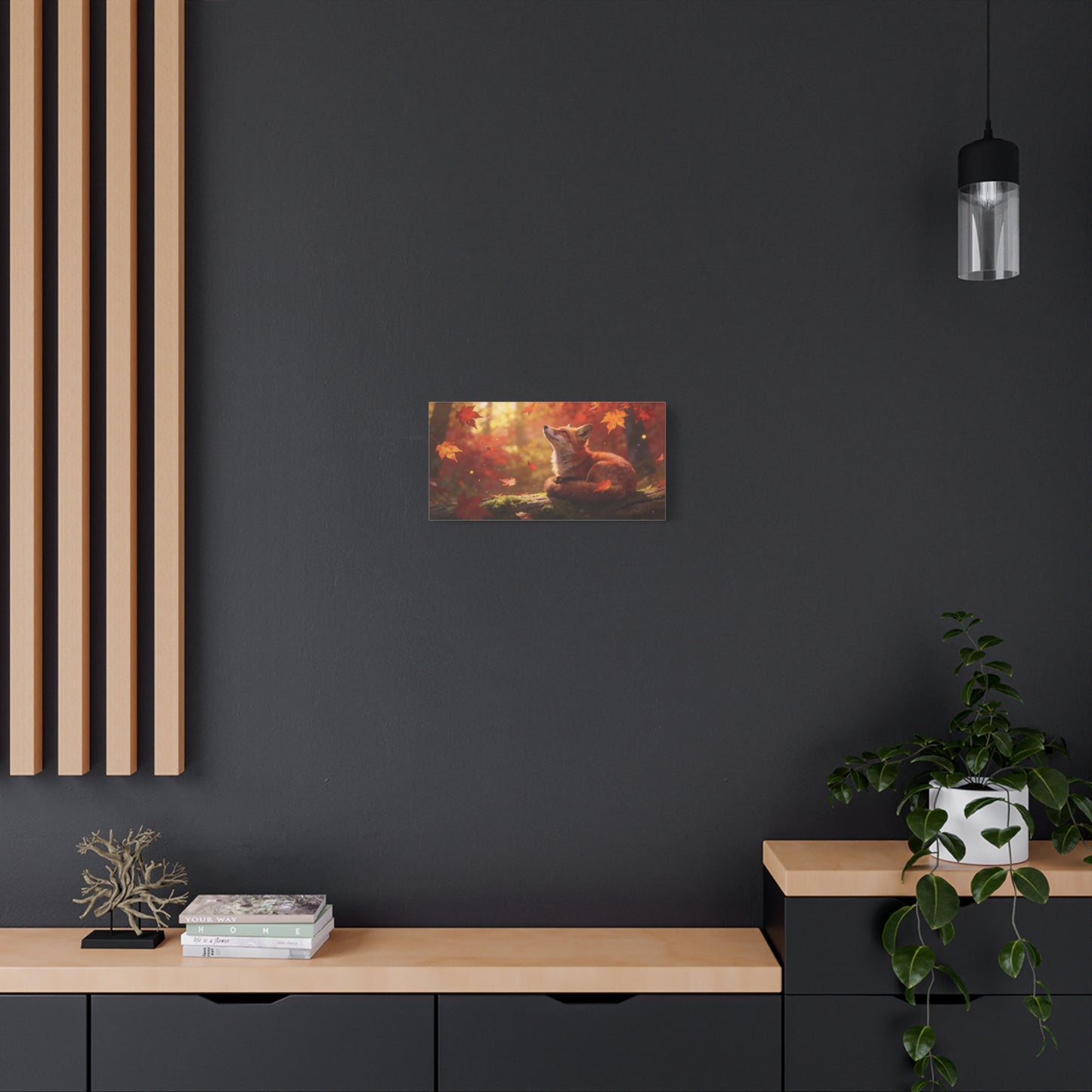 Red Fox Canvas Wall Art - Autumn Forest Wildlife Animal Print, Warm Golden Light, Gallery Wrapped Stretched Canvas - Rustic Woodland Style, Living Room Wall Decor Bedroom Decoration - Ready to Hang