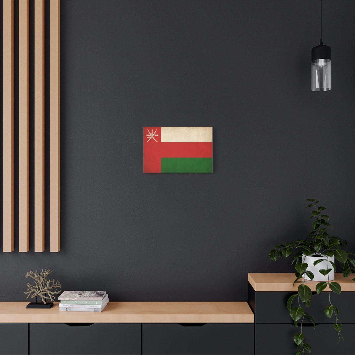 Oman Flag Canvas Wall Art - Vintage Sultanate Banner Print, Red White Green Emblem Decor - Patriotic Traditional Style - Living Room Home Decoration - Bedroom Home Decoration - Living Room Wall Decor