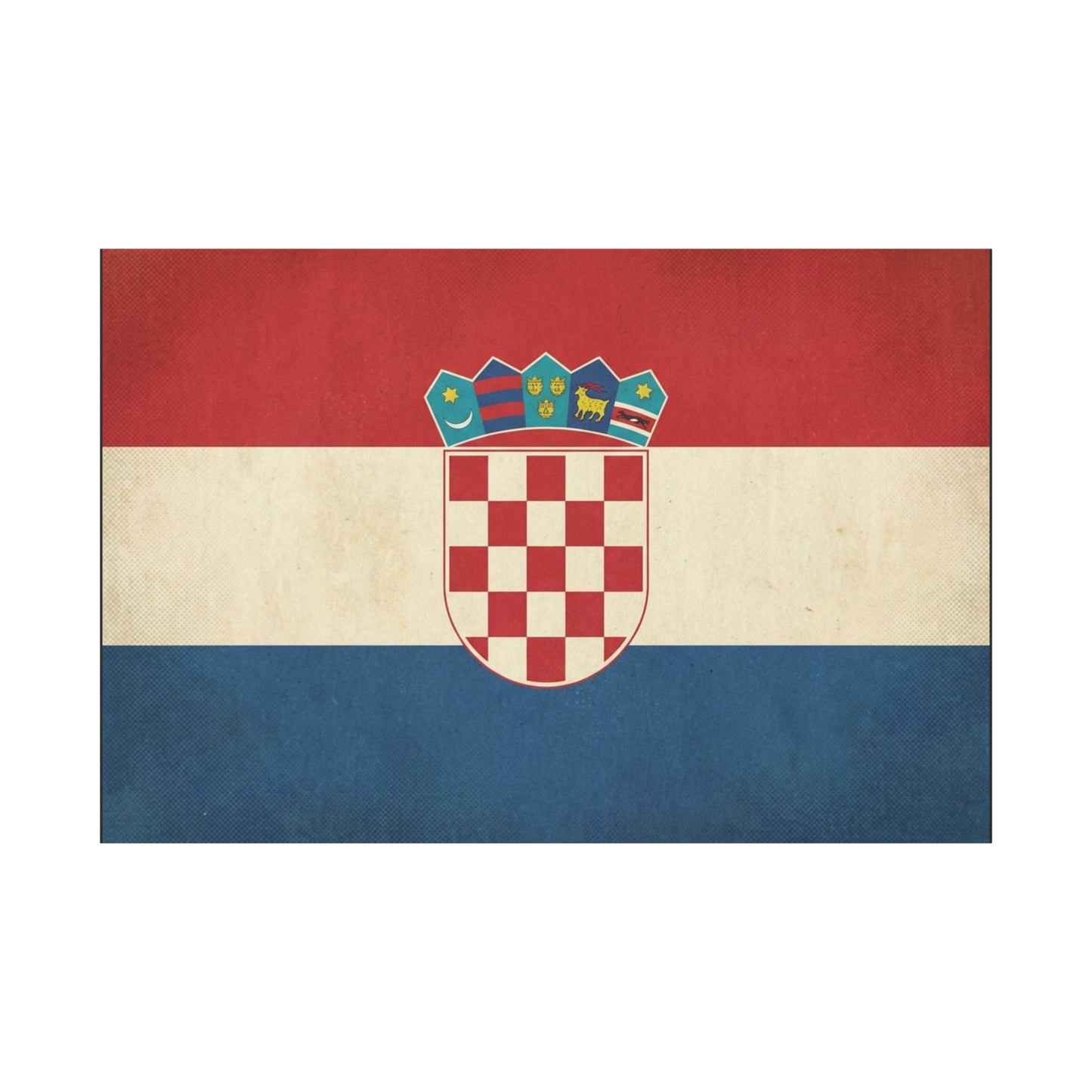 Croatian Flag Canvas Wall Art - Vintage Croatia Coat Of Arms Print, Patriotic Red White Blue Decor - Traditional Style - Living Room Decoration - Living Room Wall Decor - Bedroom Home Decoration