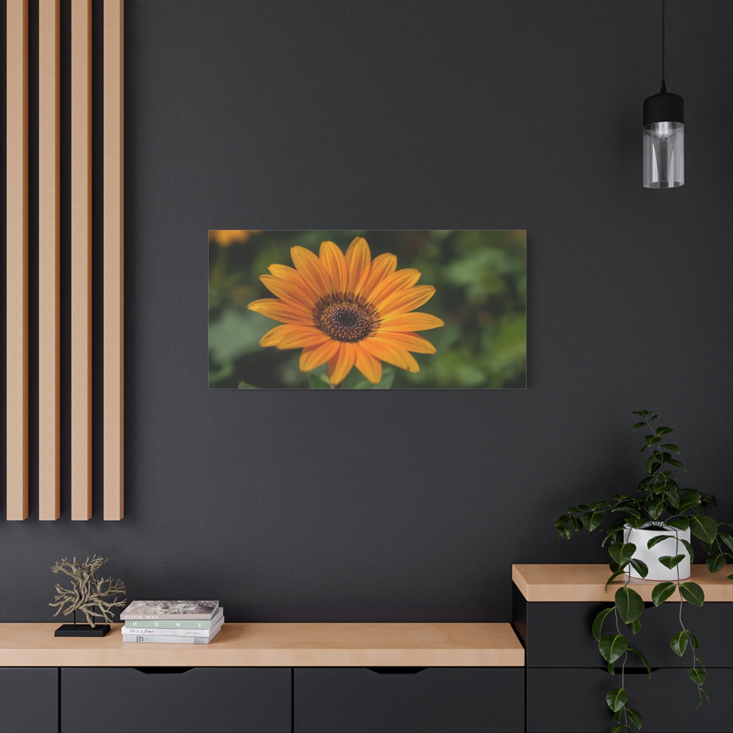 Orange Daisy Flower Canvas Wall Art - Botanical Floral Close Up Art Print, Nature Home Decor - Matte Cotton Canvas, Contemporary Style - Living Room Wall Decor Bedroom Accent - Cozy Reading Nook Art