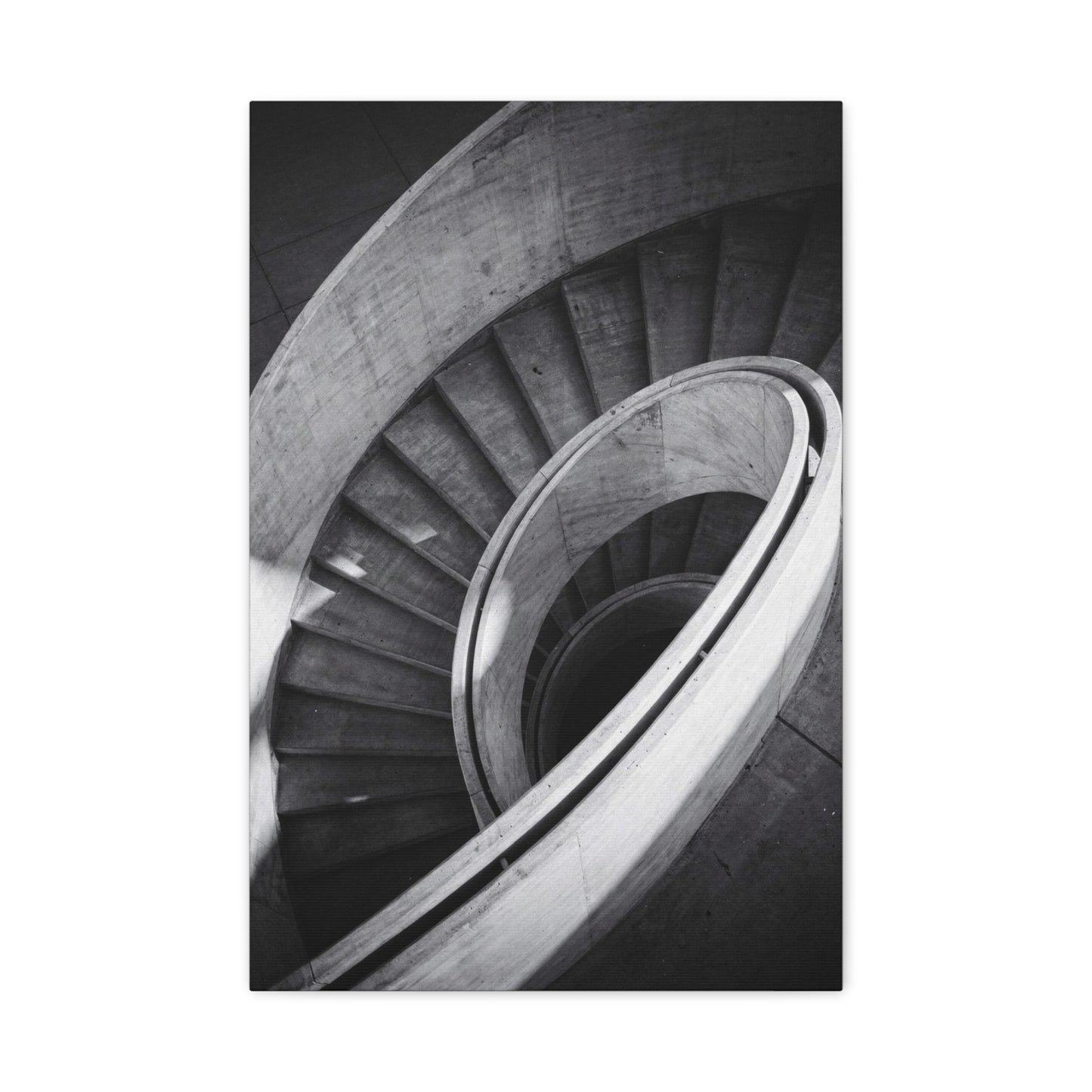 Black And White Spiral Staircase Canvas Wall Art - Architectural Art Print, Minimalist Modern Decor - Matte Cotton Canvas - Living Room Wall Decor, Home Office Accent - Bedroom Home Decoration