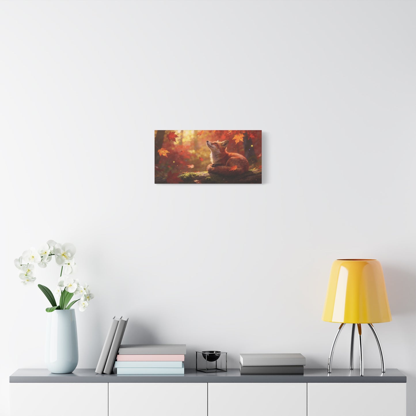Red Fox Canvas Wall Art - Autumn Forest Wildlife Animal Print, Warm Golden Light, Gallery Wrapped Stretched Canvas - Rustic Woodland Style, Living Room Wall Decor Bedroom Decoration - Ready to Hang
