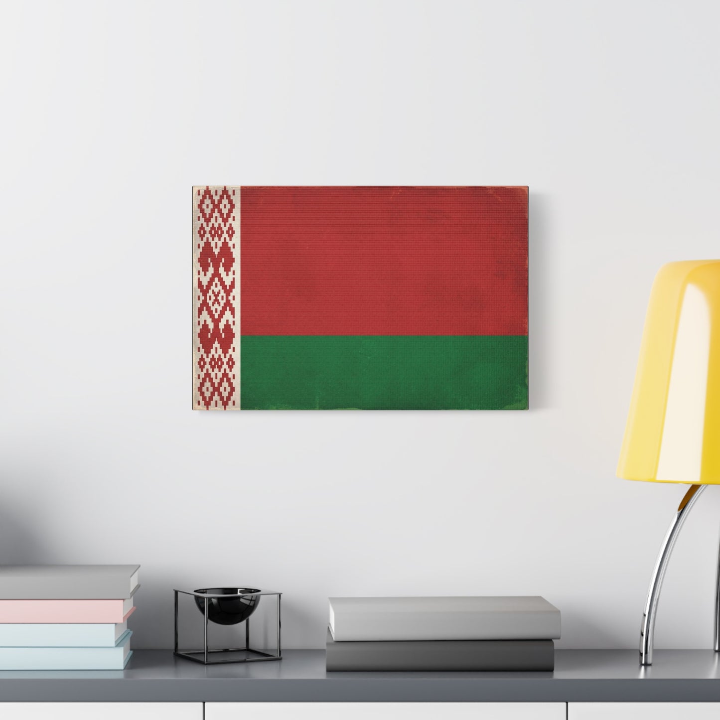 Belarus Flag Canvas Wall Art - Vintage Red Green National Banner Print, Patriotic Eastern Europe Decor - Textured Minimalist Style - Living Room Wall Decor - Modern Farmhouse Style - Ready to Hang