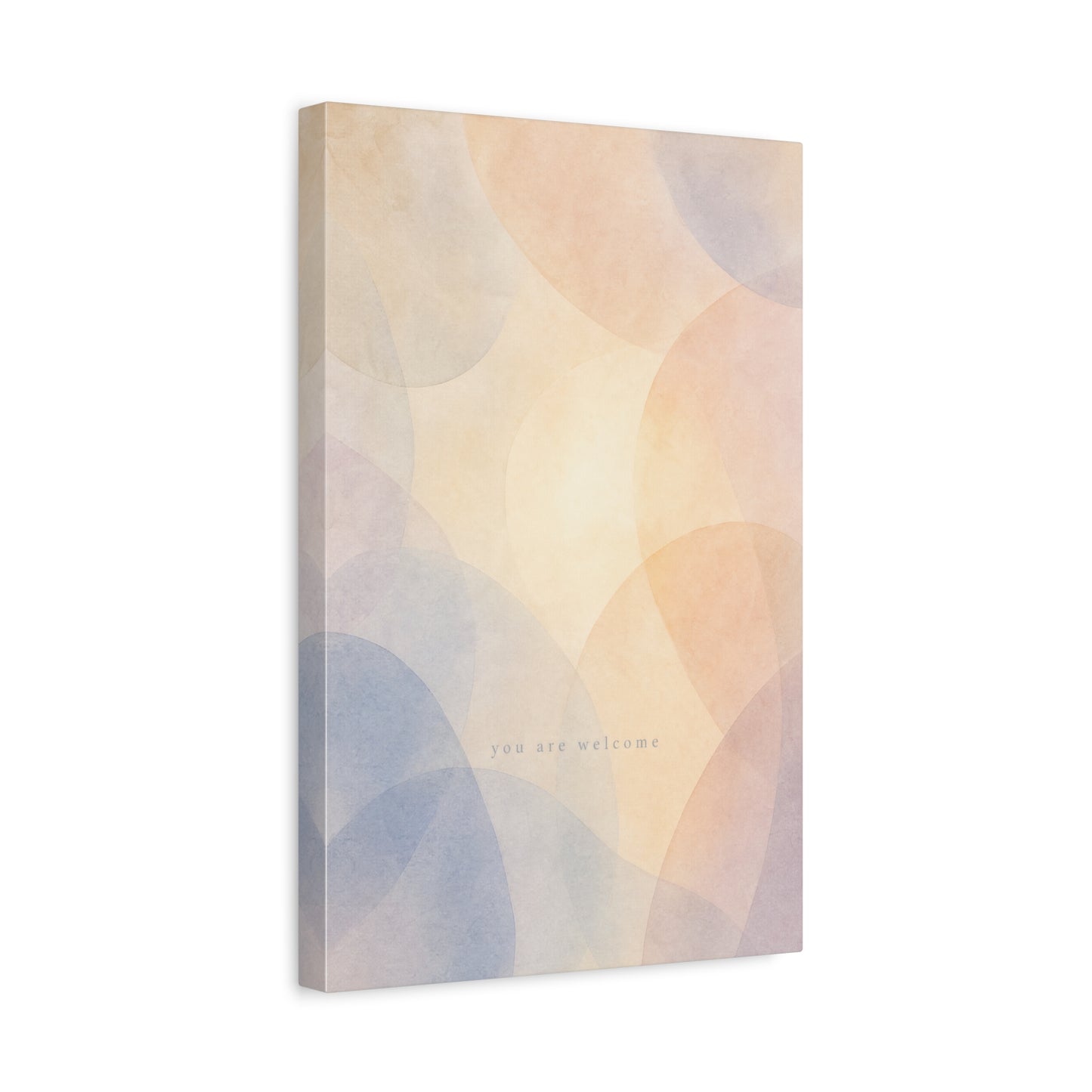 "You Are Welcome" Abstract Canvas Wall Art - Pastel Geometric Arches, Minimalist Modern Wall Decor - Soft Peach Blue Neutral Home Decoration - Bedroom Living Room Office Accent - Ready to Hang