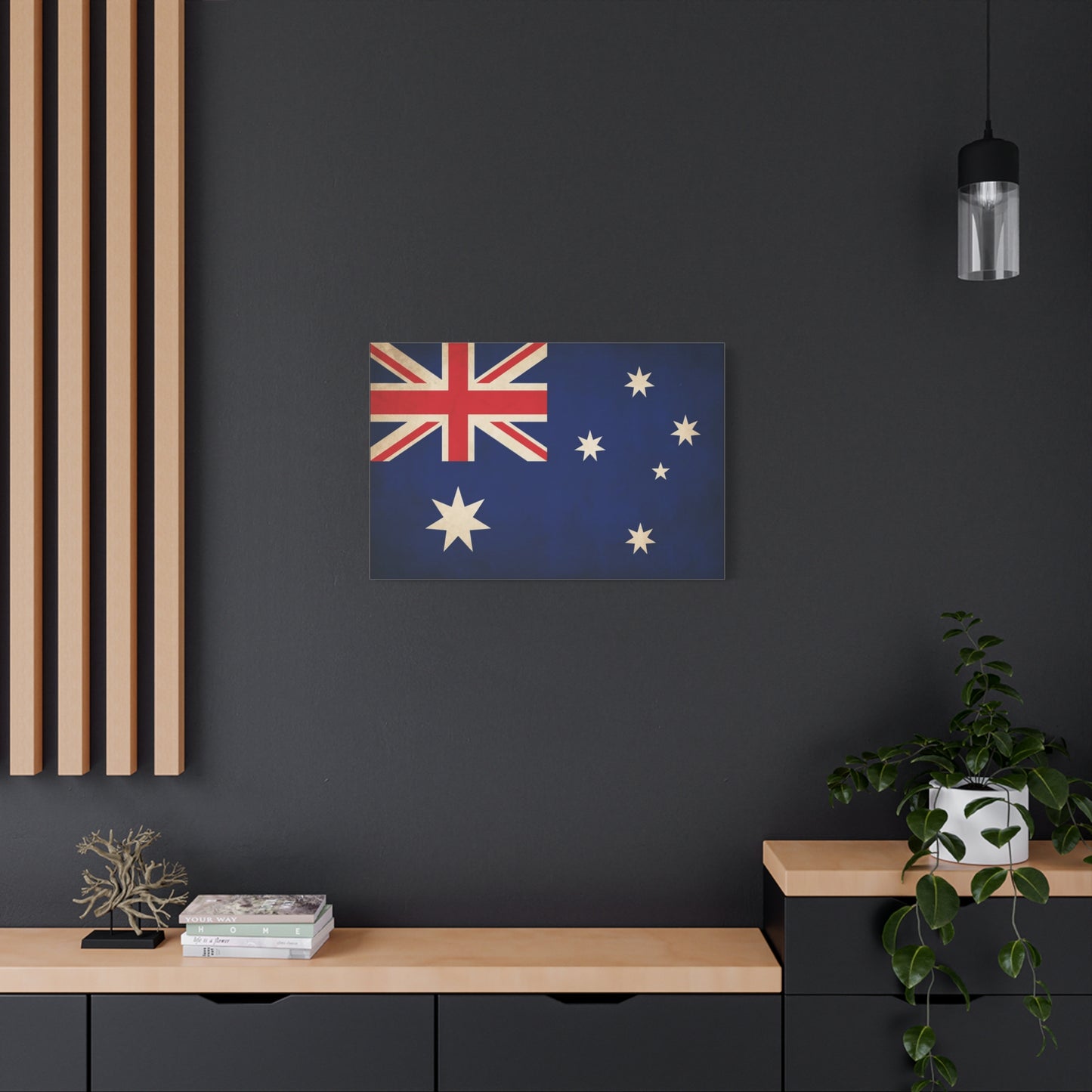 Australian Flag Canvas Wall Art - Vintage Nation Pride Decor, Blue Southern Cross Print, Patriotic Typography Style, Living Room Wall Decor - Bedroom Home Decoration - Bedroom Home Decoration