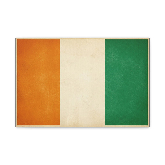 Irish Flag Canvas Wall Art - Vintage Tricolor Ireland Print, Green White Orange Decor - Minimalist Patriotic Artwork - Living Room Wall Decor, Bedroom Home Decoration - Bedroom Home Decoration