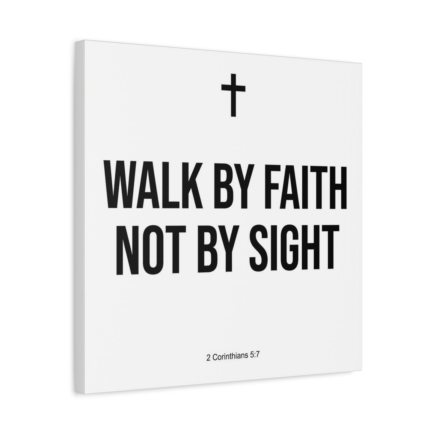 "Walk By Faith Not By Sight" Christian Canvas Wall Art - 2 Corinthians 5:7 Cross Scripture Print - Black And White Minimalist Typography Decor - Living Room Bedroom Office Home Decoration