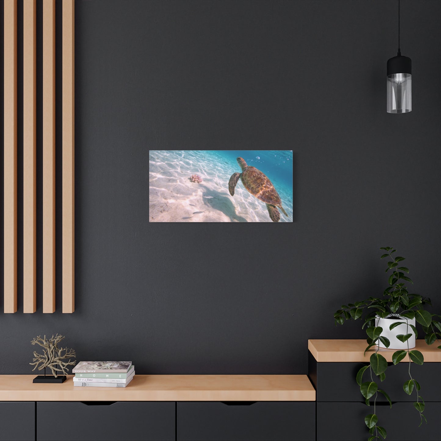 Sea Turtle Canvas Wall Art - Underwater Ocean Art Print, Coastal Beach Decor, Cotton Canvas Print, Serene Blue Seascape, Living Room Wall Decor, Bedroom Home Decoration - Bedroom Home Decoration