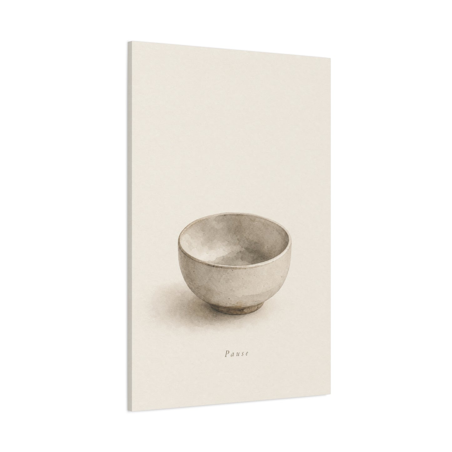 "Pause" Minimalist Bowl Canvas Wall Art - Neutral Still Life Print, Japandi Zen Style, Contemporary Home Decor For Bedroom, Living Room, Meditation Space, Calm Interior Accent - Living Room Wall Decor
