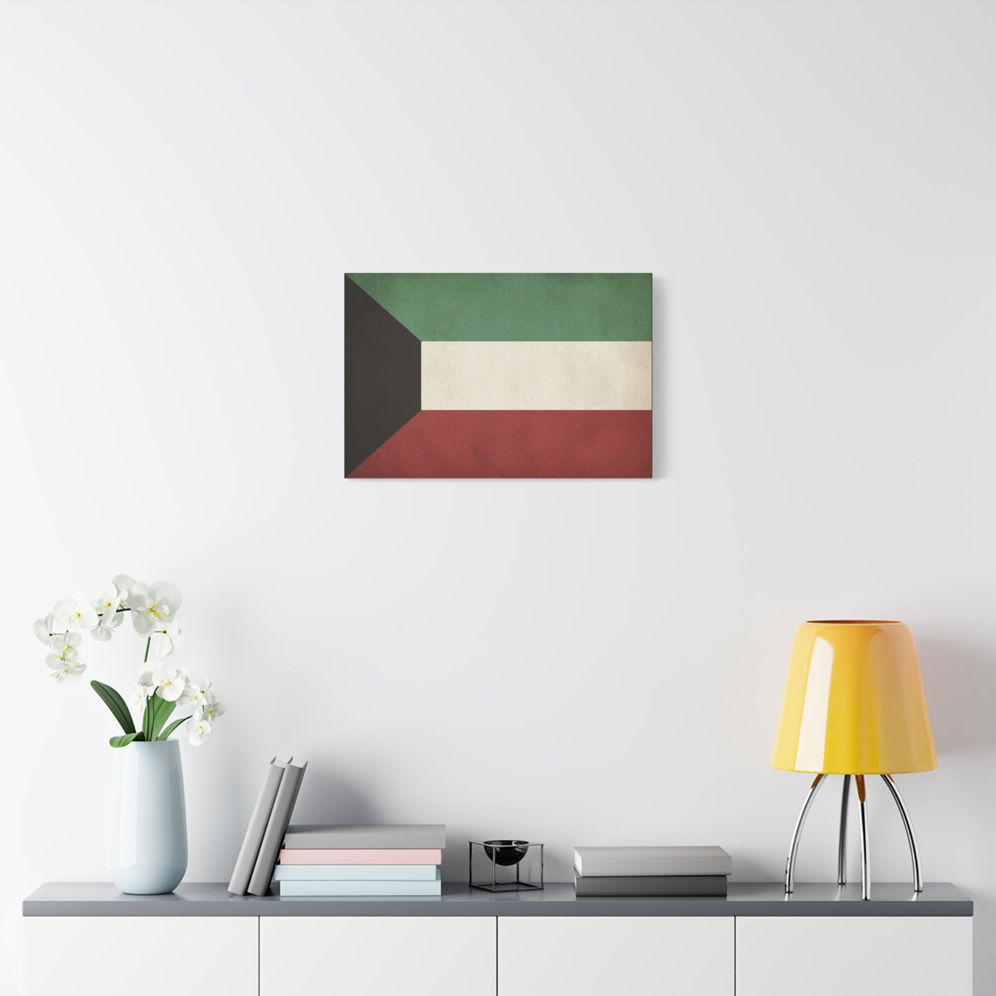 Kuwait Flag Canvas Wall Art - Vintage National Banner Print, Geometric Color Block Design - Matte Canvas Decor - Living Room Wall Decor, Office Art, Dorm Accent Style - Bedroom Home Decoration