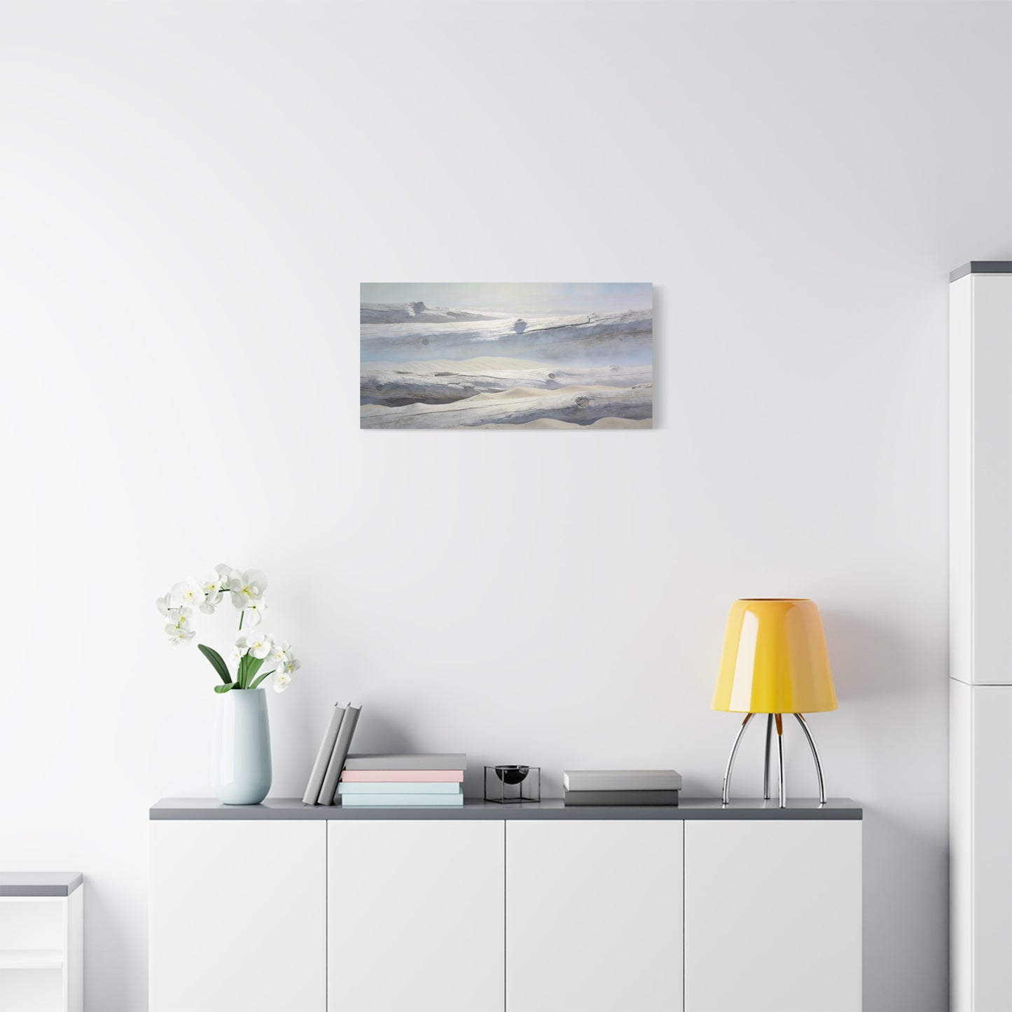 Driftwood Beach Canvas Wall Art - Coastal Sand Dunes Art Print, Soft Blue Beige Neutral Tones - Minimalist Coastal Style - Living Room Wall Decor, Bedroom Home Decoration - Ready to Hang