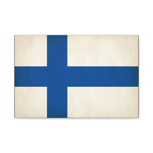 Finland Flag Canvas Wall Art - Blue Nordic Cross Finnish Country Print - Vintage Minimalist Patriotic Decor - Living Room Wall Decor, Bedroom Home Decoration, Office Art - Bedroom Home Decoration
