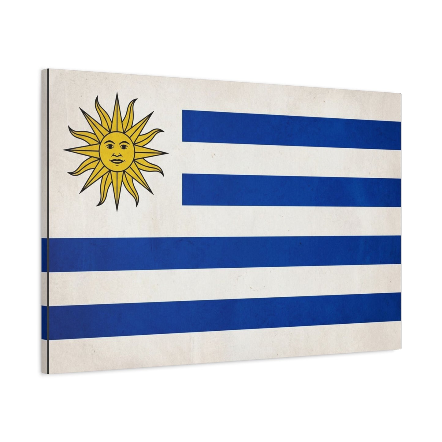 Uruguay Flag Canvas Wall Art - Blue White Stripes Sun Of May Patriotic Print - Vintage National Pride Decor - Living Room Wall Decor, Bedroom Home Decoration - Bedroom Home Decoration - Ready to Hang