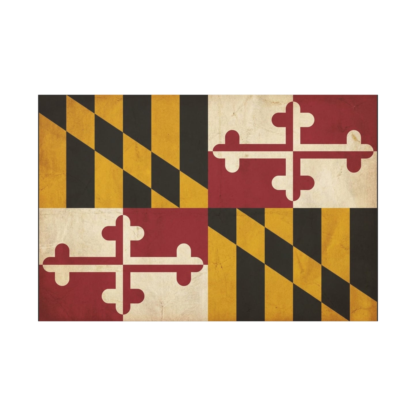 Maryland State Flag Canvas Wall Art - Vintage Red Gold Black Crest Design - Rustic Americana Decor - Living Room Wall Decor, Office Decoration - Bedroom Home Decoration - Modern Farmhouse Style