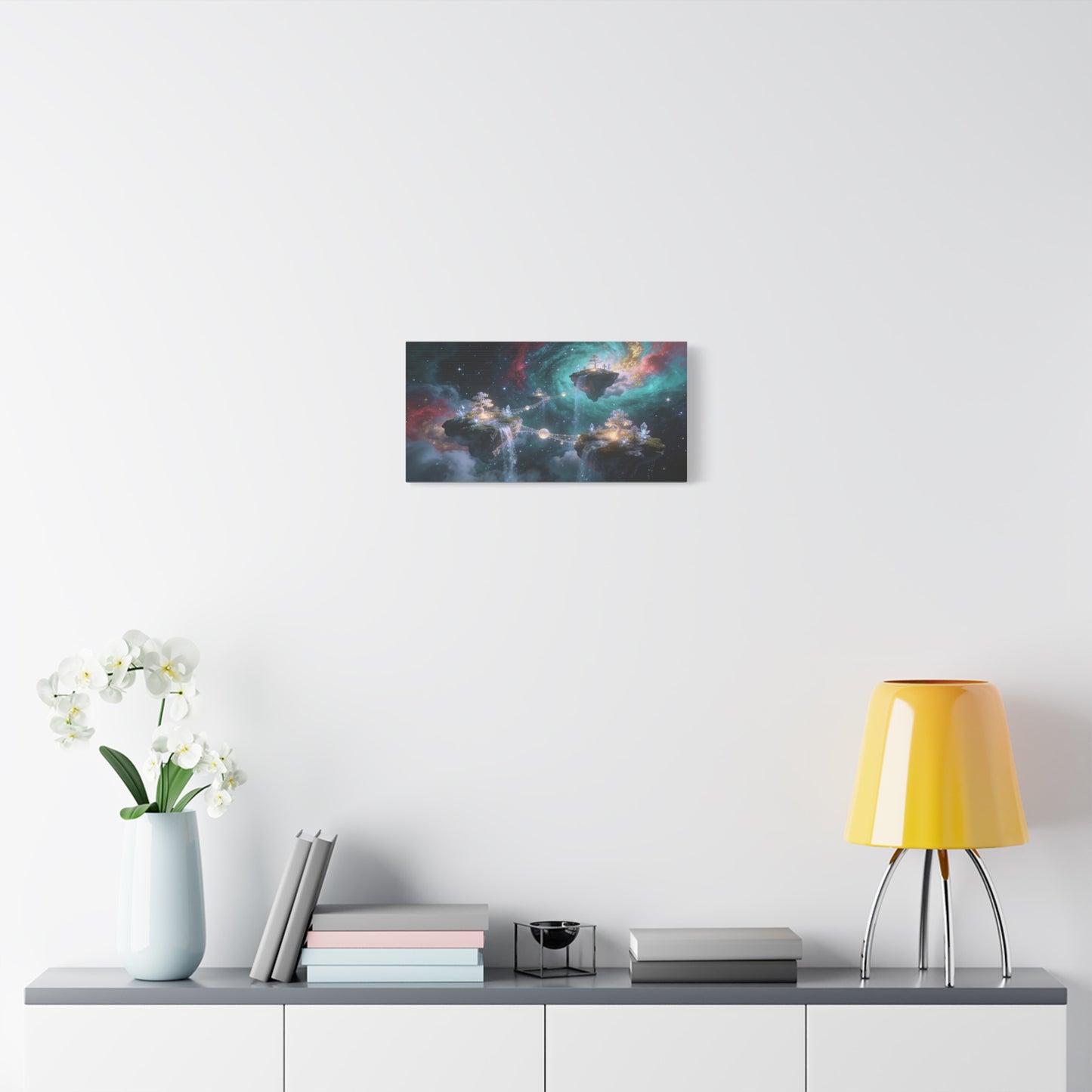 Floating Islands Canvas Wall Art - Fantasy Galaxy Sky, Waterfalls, Crystal Trees - Dreamlike Cosmic Landscape Canvas Print - Contemporary Wall Decor For Living Room Bedroom Office - Ready to Hang