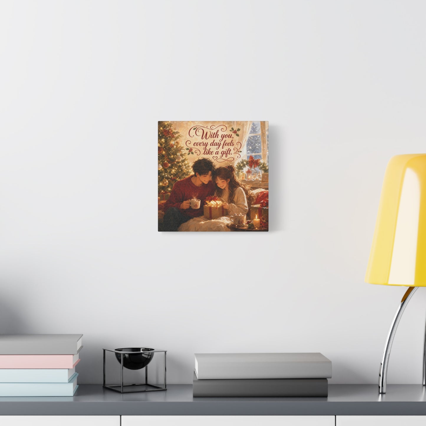 "With You" - Warm Golden Winter Decor - Traditional Quote Print For Bedroom, Living Room - Office Wall Art