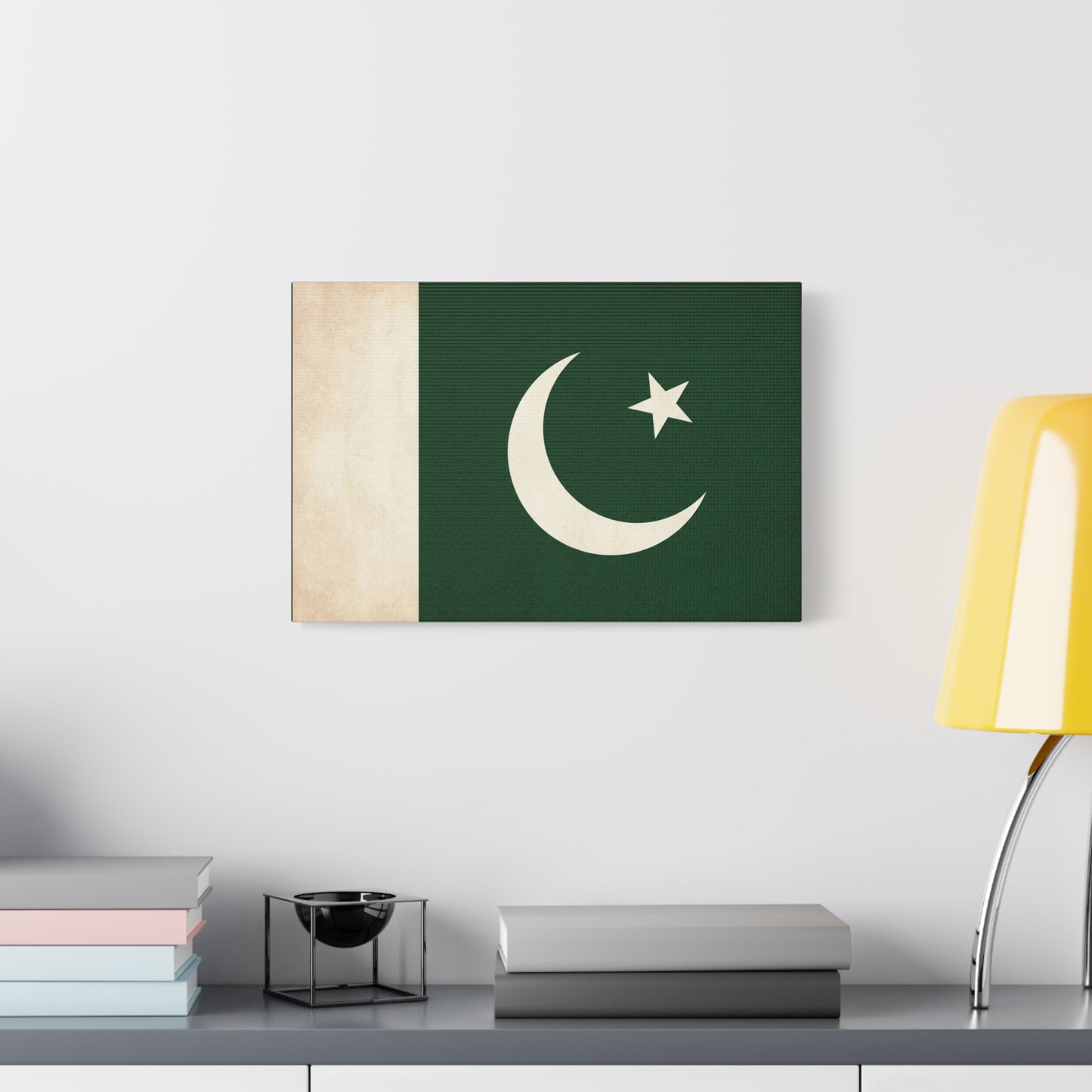 Pakistan Flag Canvas Wall Art - Crescent Moon Star Green White National Decor - Vintage Style Matte Print - Living Room Wall Decor, Bedroom Home Decoration - Bedroom Home Decoration - Ready to Hang