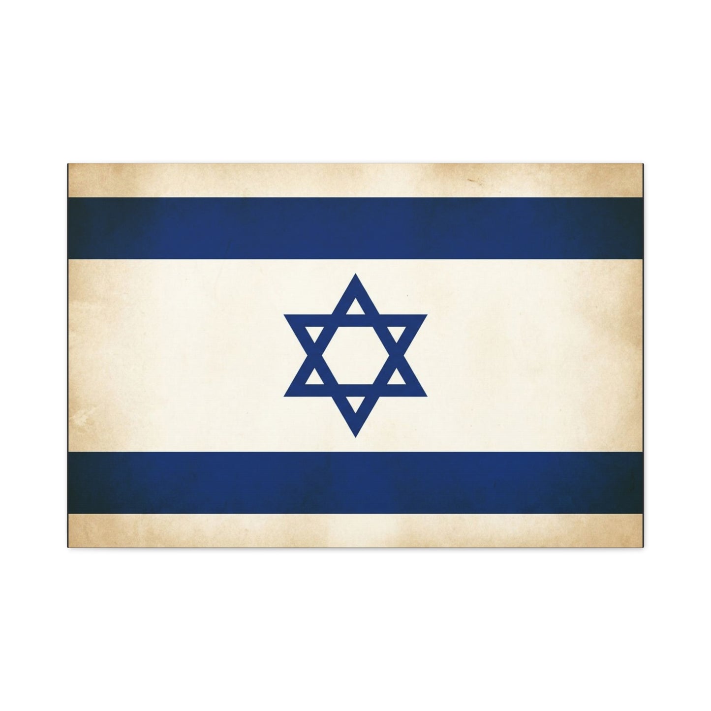 Israel Flag Canvas Wall Art - Vintage Blue And White Star Of David Decor - Matte Minimalist Jewish Home Decoration - Living Room Wall Decor, Bedroom Accent - Bedroom Home Decoration - Ready to Hang