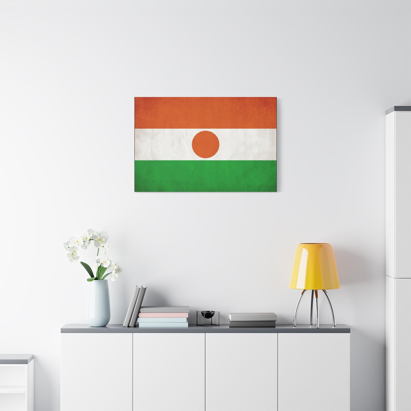 Niger Flag Canvas Wall Art - Orange White Green Tricolor With Central Sun Disc - Minimalist Patriotic Print - Living Room Wall Decor