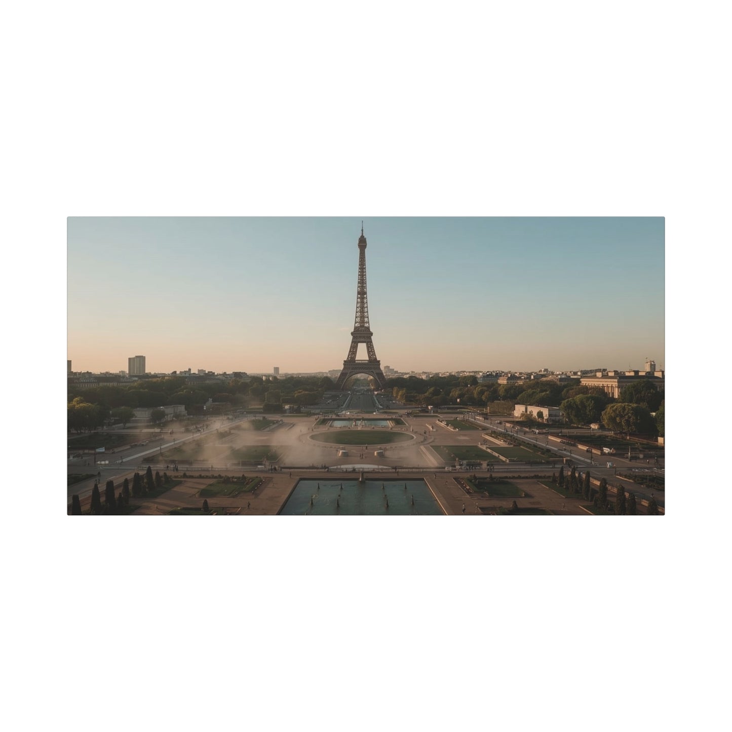 Eiffel Tower Canvas Wall Art Paris Cityscape Print - Soft Sunrise Art Print, Matte Finish Canvas Print - Contemporary Travel Wall Decor, Living Room Home Accent, Office Art - Bedroom Home Decoration