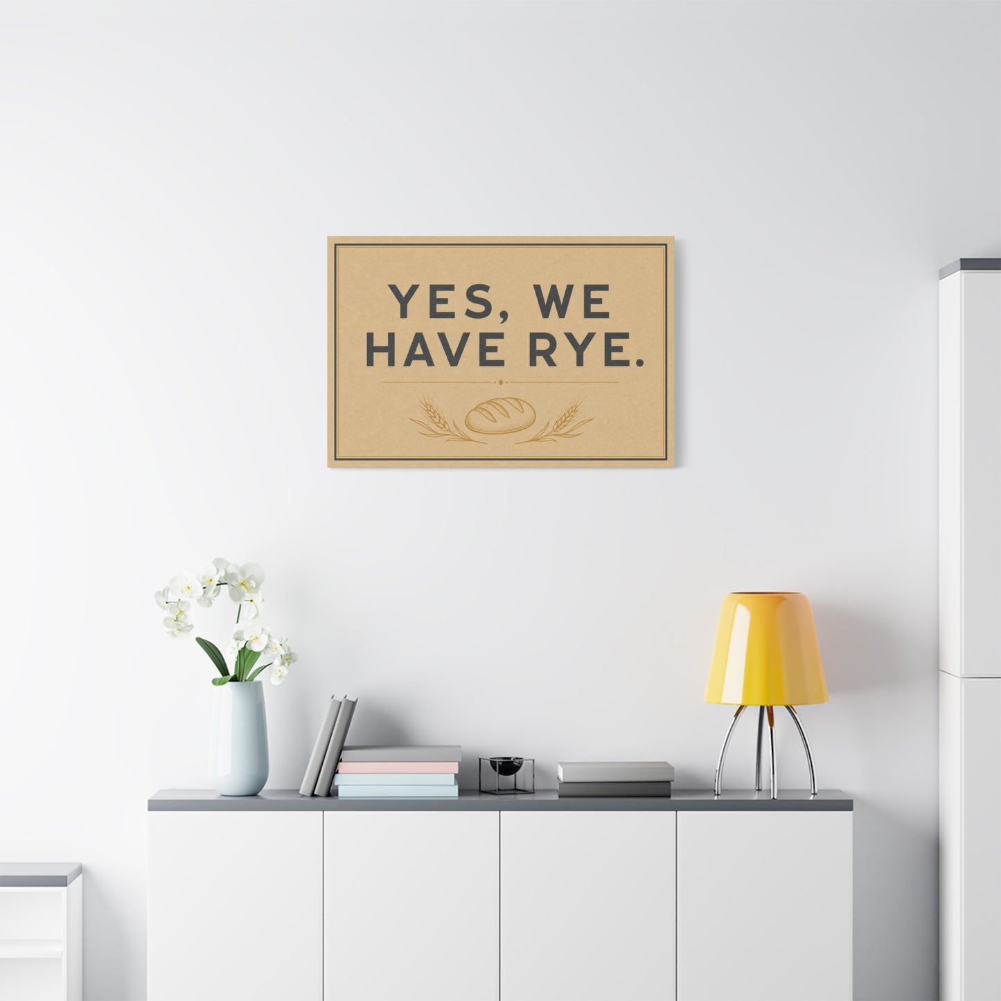 "Yes, We Have Rye." Typography Canvas Wall Art - Vintage Bread Bakery Sign Decor - Rustic Farmhouse Style - Ready to Hang - Deli Wall Decor - Sandwich Shop Sign - Statement Piece for Art Lovers