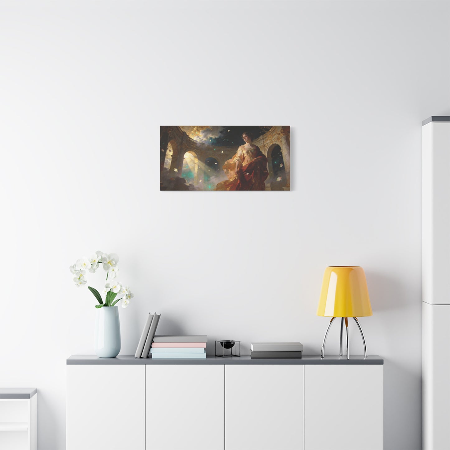 Ethereal Woman In Gilded Ruins Canvas Wall Art - Romantic Classical Painting, Golden Light, Cotton Art Print, Contemporary Style - Living Room Wall Decor, Bedroom Home Decoration - Ready to Hang