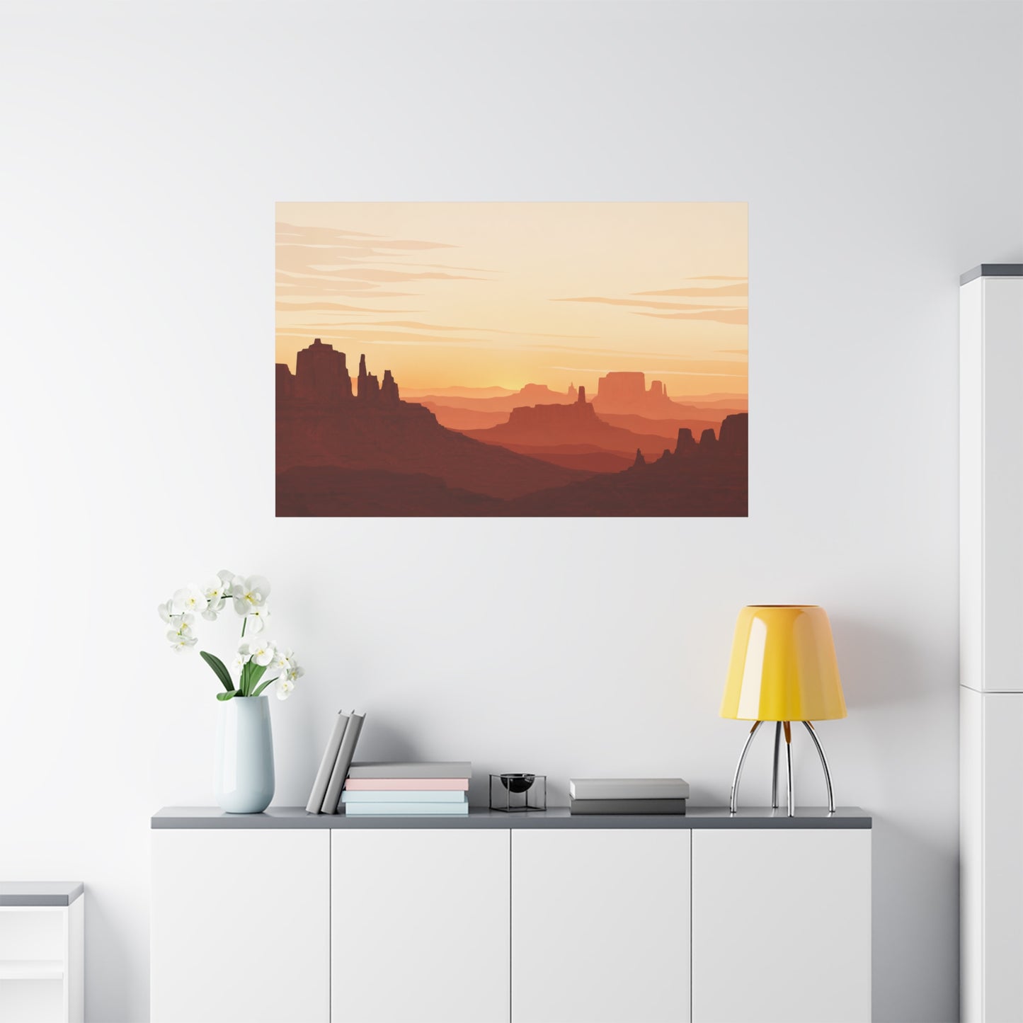 Desert Canyon Sunset Canvas Wall Art - Southwestern Mesa Landscape Print, Warm Terracotta Horizon, Contemporary Scenic Decor - Living Room Wall Decor, Bedroom Home Decoration - Bedroom Home Decoration
