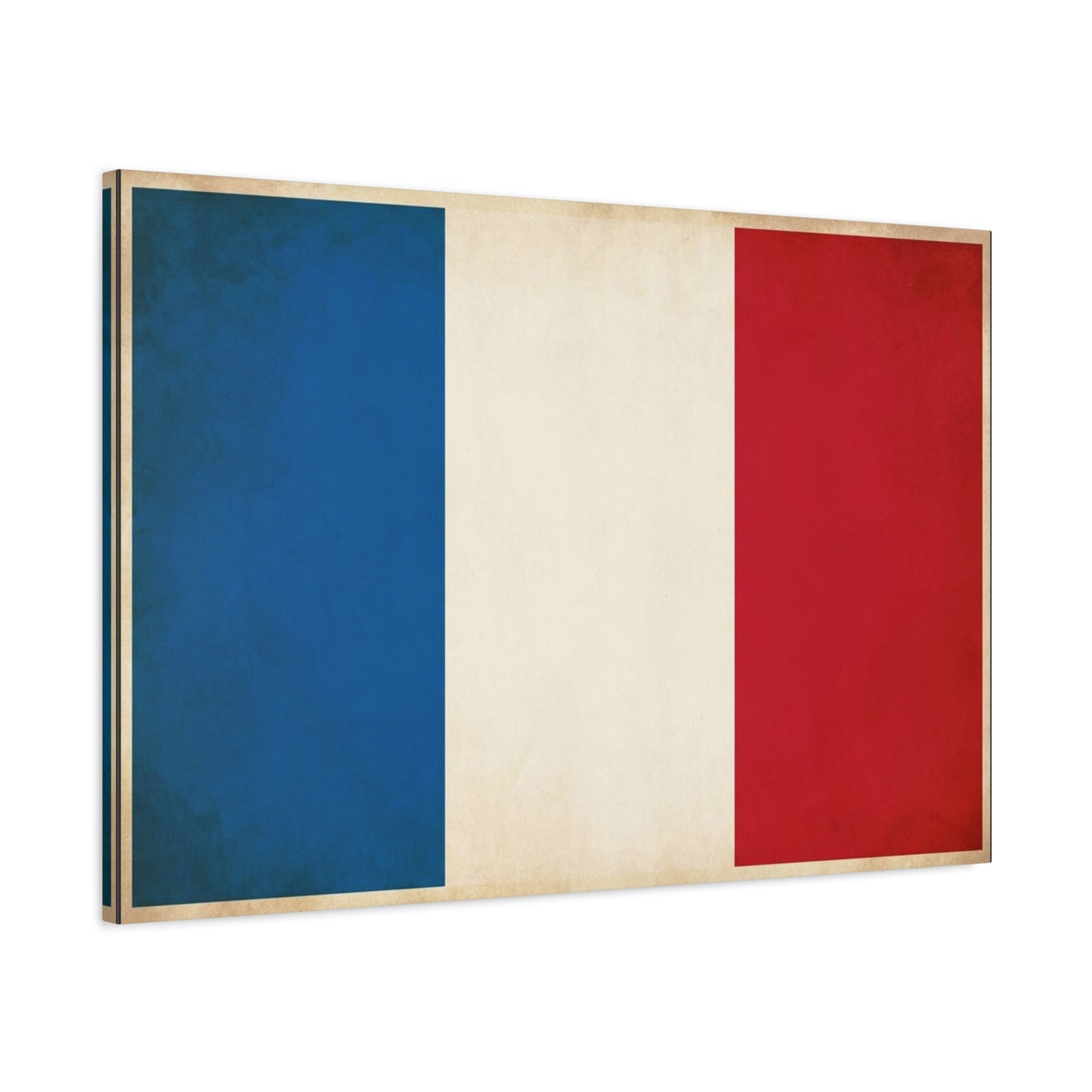 French Flag Canvas Wall Art - Vintage Tricolor France Print, Patriotic Minimalist Decor - Matte Cotton Look - Living Room Wall Decor, Office Accent - Bedroom Home Decoration - Bedroom Home Decoration