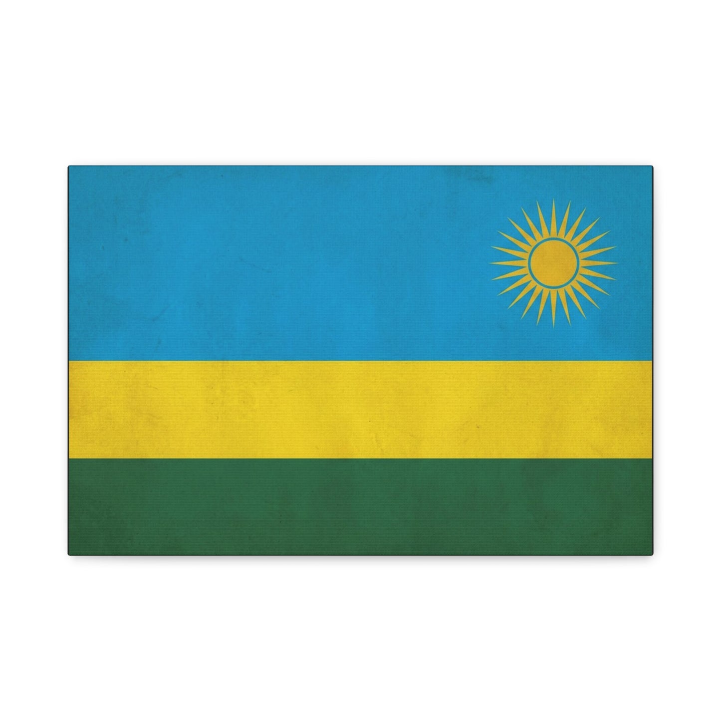 Rwanda Flag Canvas Wall Art - Blue Yellow Green National Banner Print, Sun Emblem Country Pride Decor - Vintage Style Wall Decor - Bedroom Home Decoration - Bedroom Home Decoration - Ready to Hang