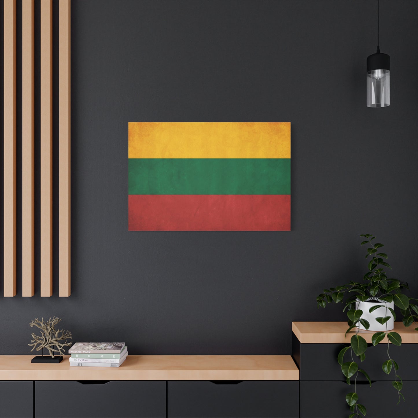 Lithuania Flag Canvas Wall Art - Vintage Tricolor National Print, Textured Cotton Decor - Traditional Patriotic Style - Living Room Wall Decor, Bedroom Home Decoration - Bedroom Home Decoration
