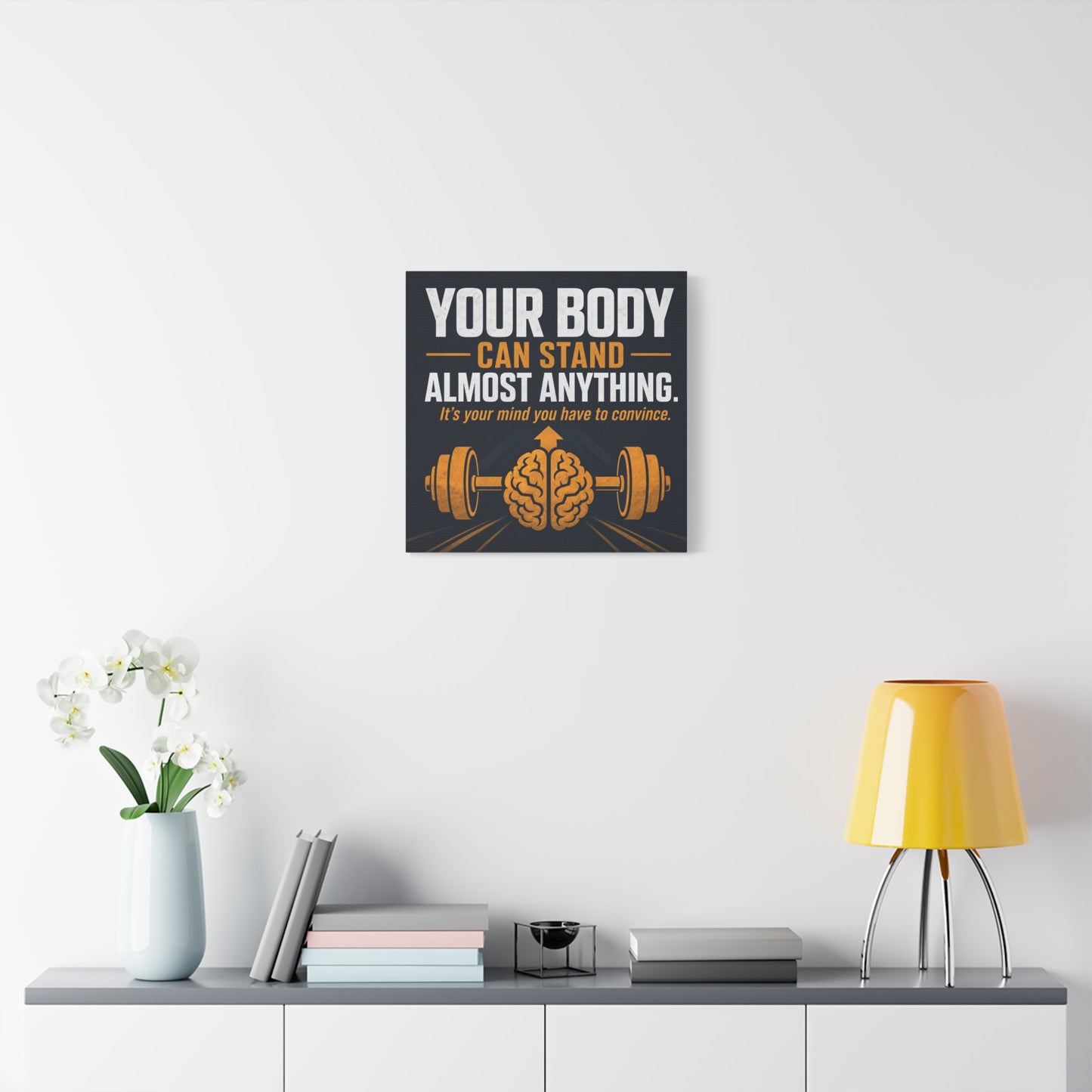 "Your Body Can Stand Almost Anything. It's Your Mind You Have To Convince." Motivational Canvas Wall Art - Gym Quote Typography Print, Modern Fitness Decor - Ready to Hang - Gym Wall Decor